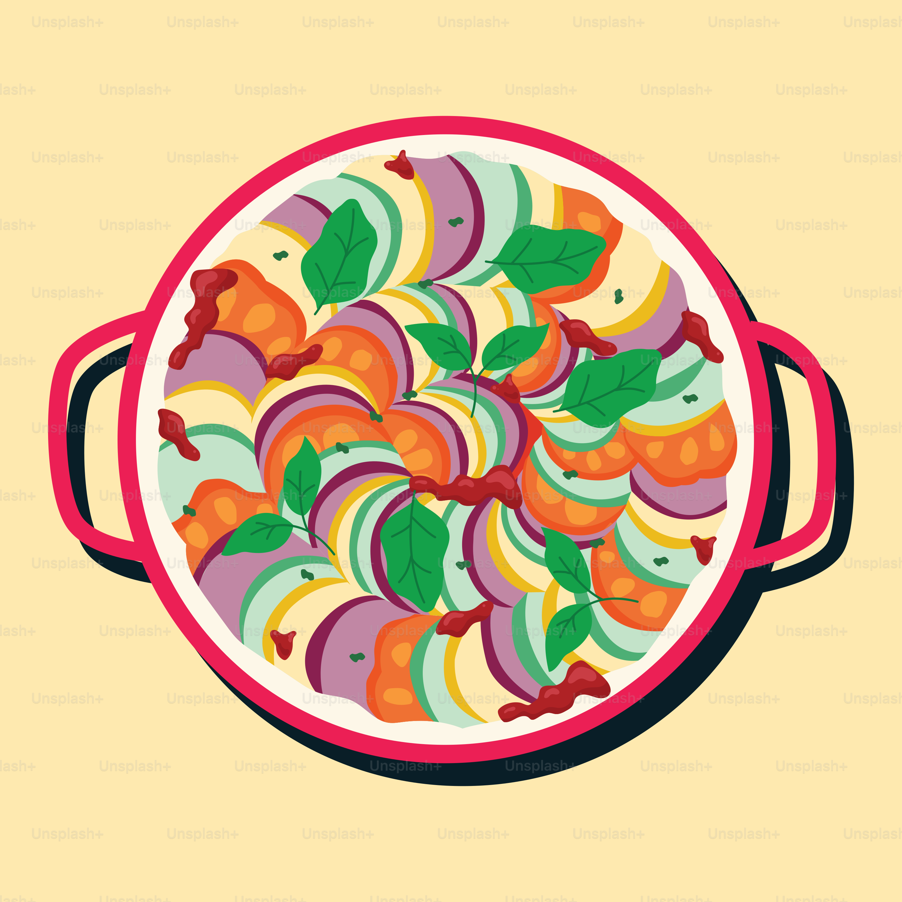 A bowl of fruit with a green leaf on top of it