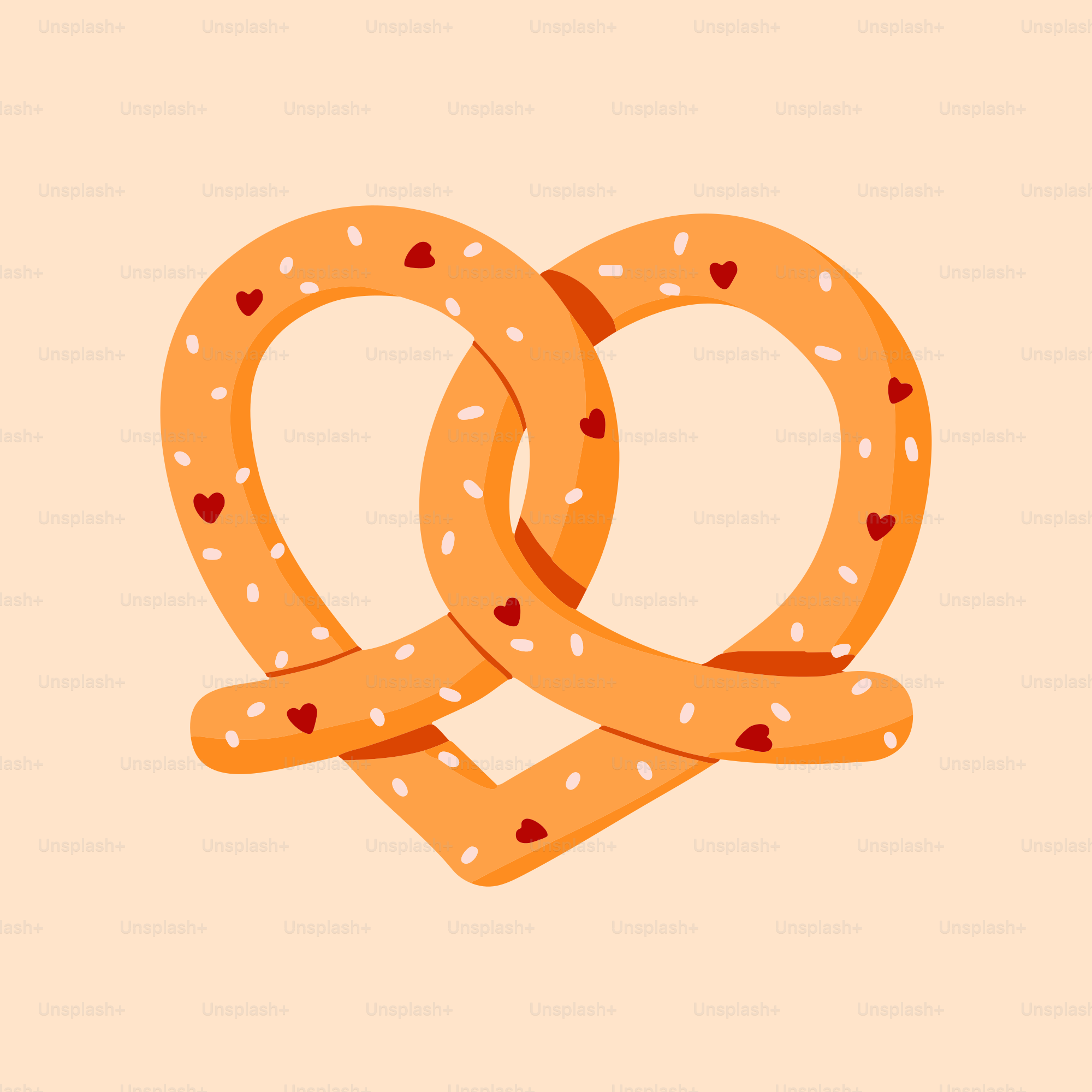 Quelques bretzels avec des cœurs dessus