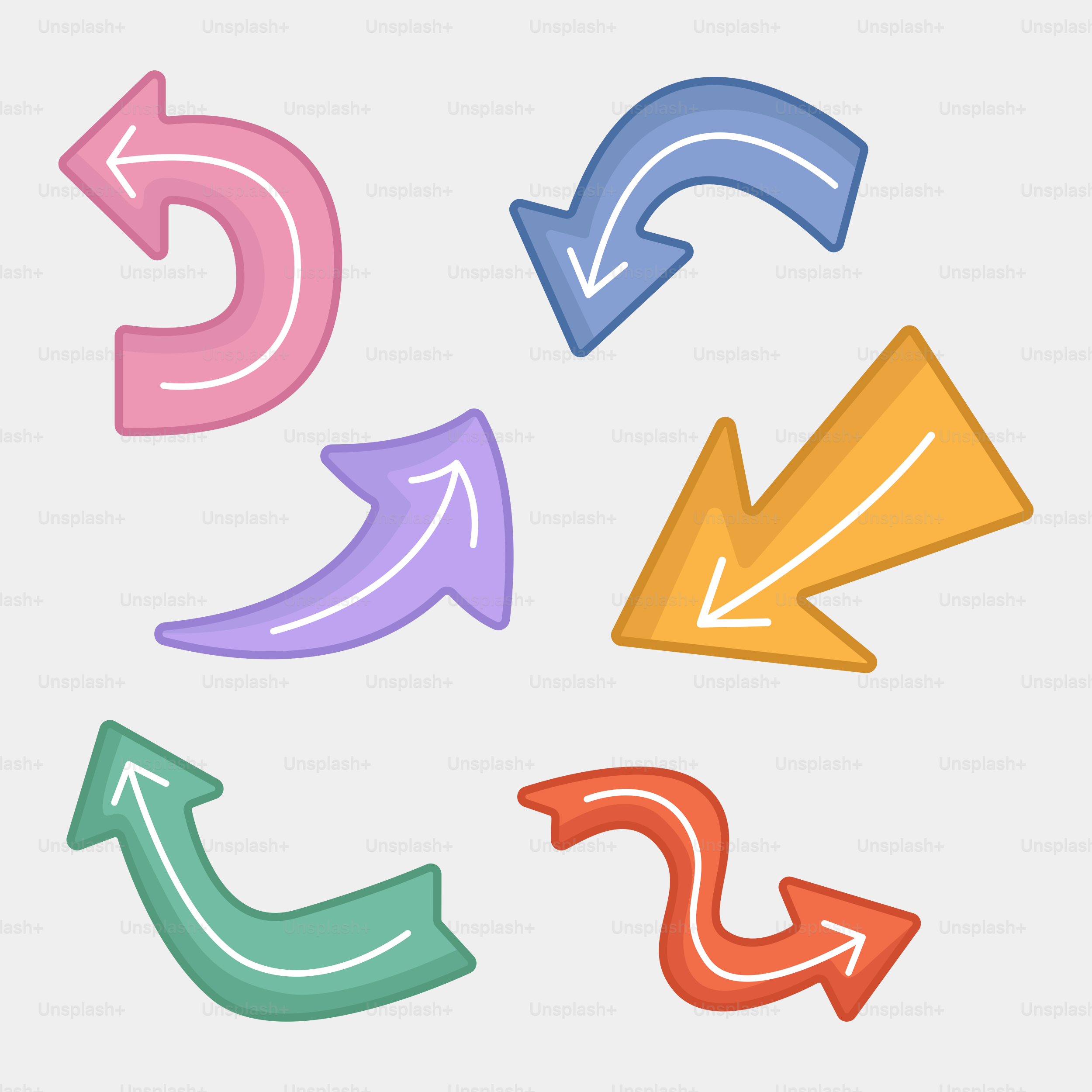 A set of four different colored arrows