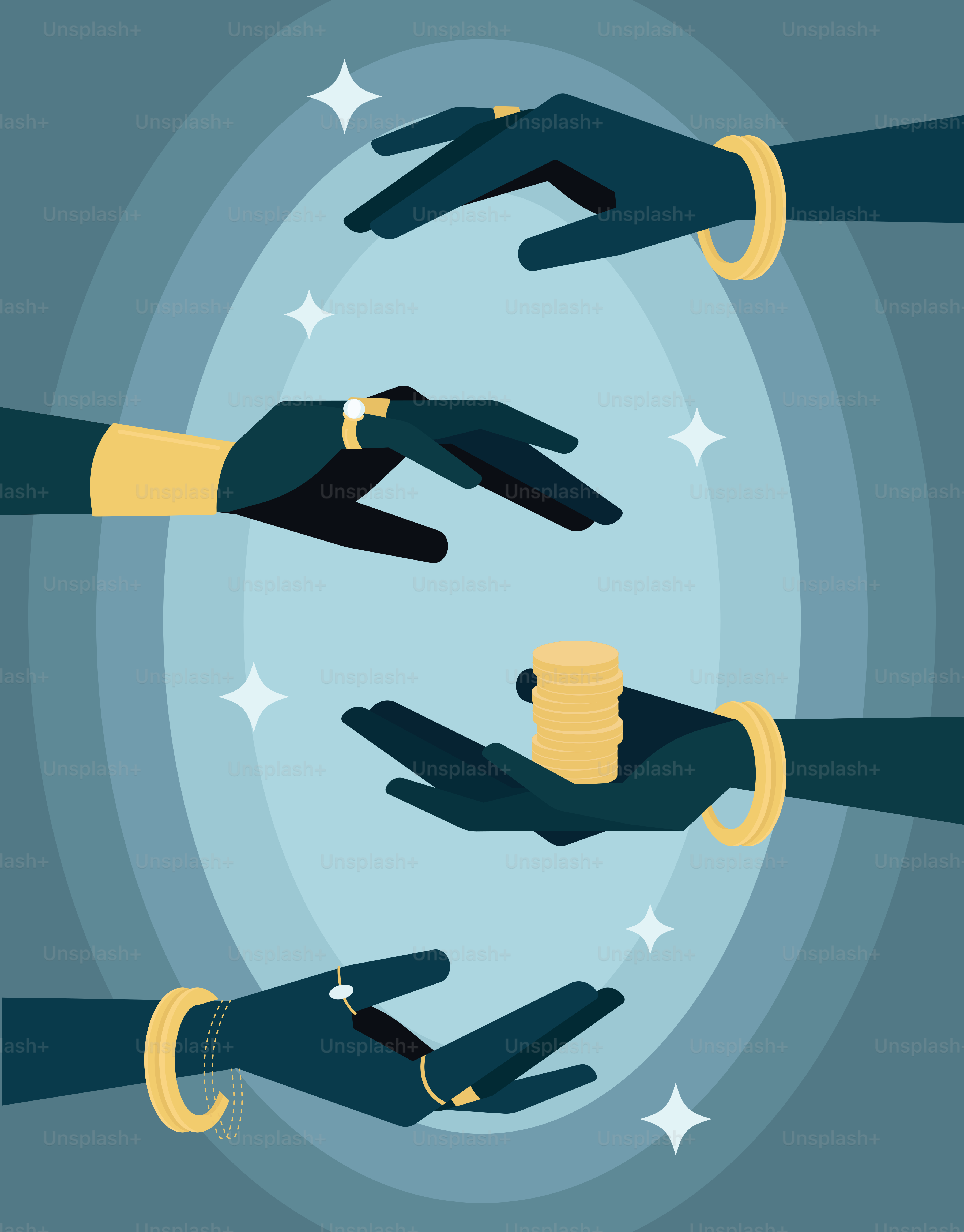 A group of hands reaching towards each other