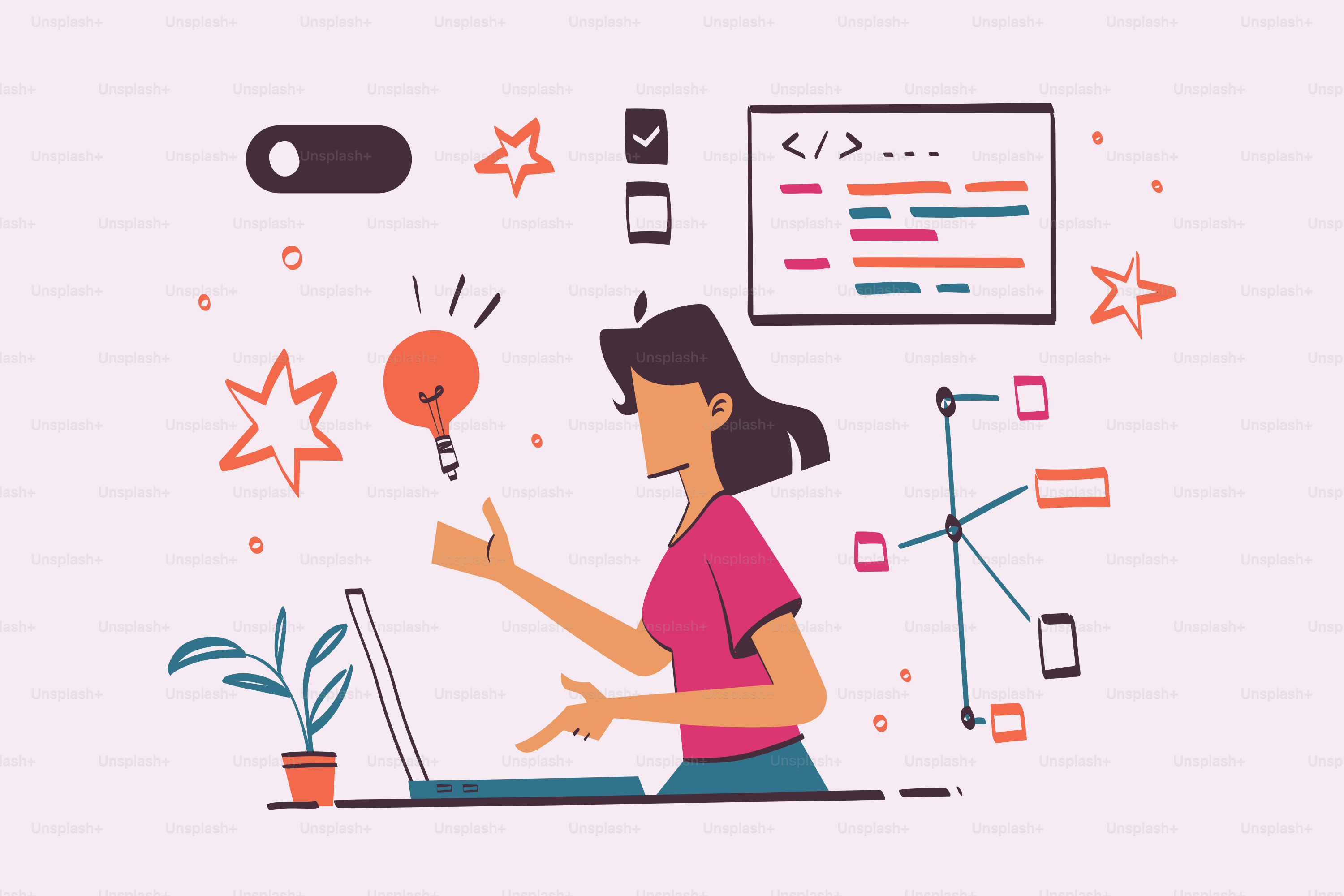 A woman sitting at a desk with a laptop