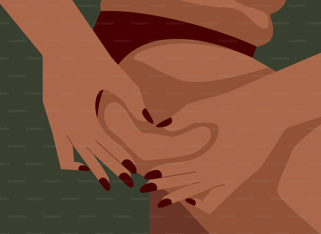 A woman with her hands on her stomach