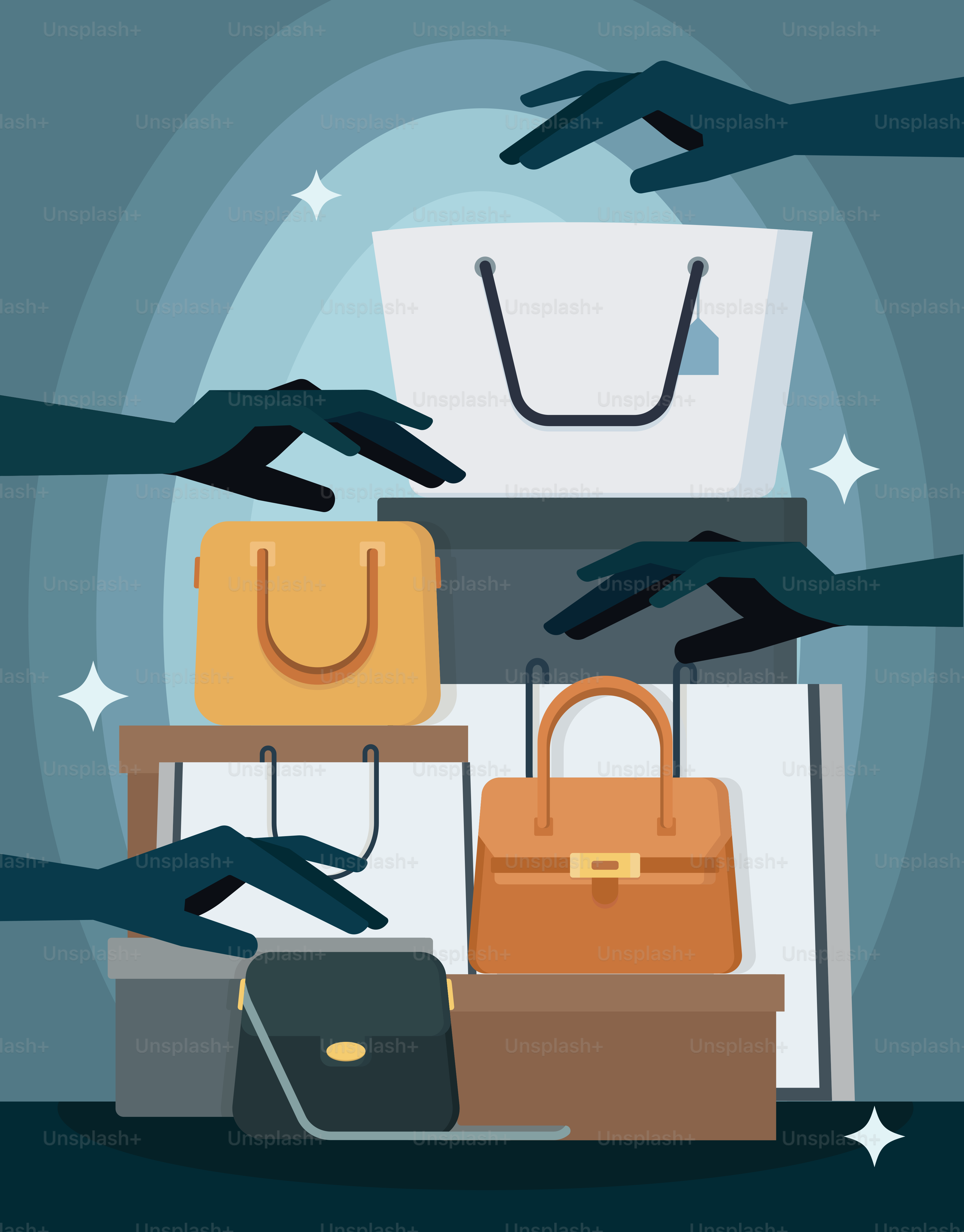 A group of hands reaching for a bag