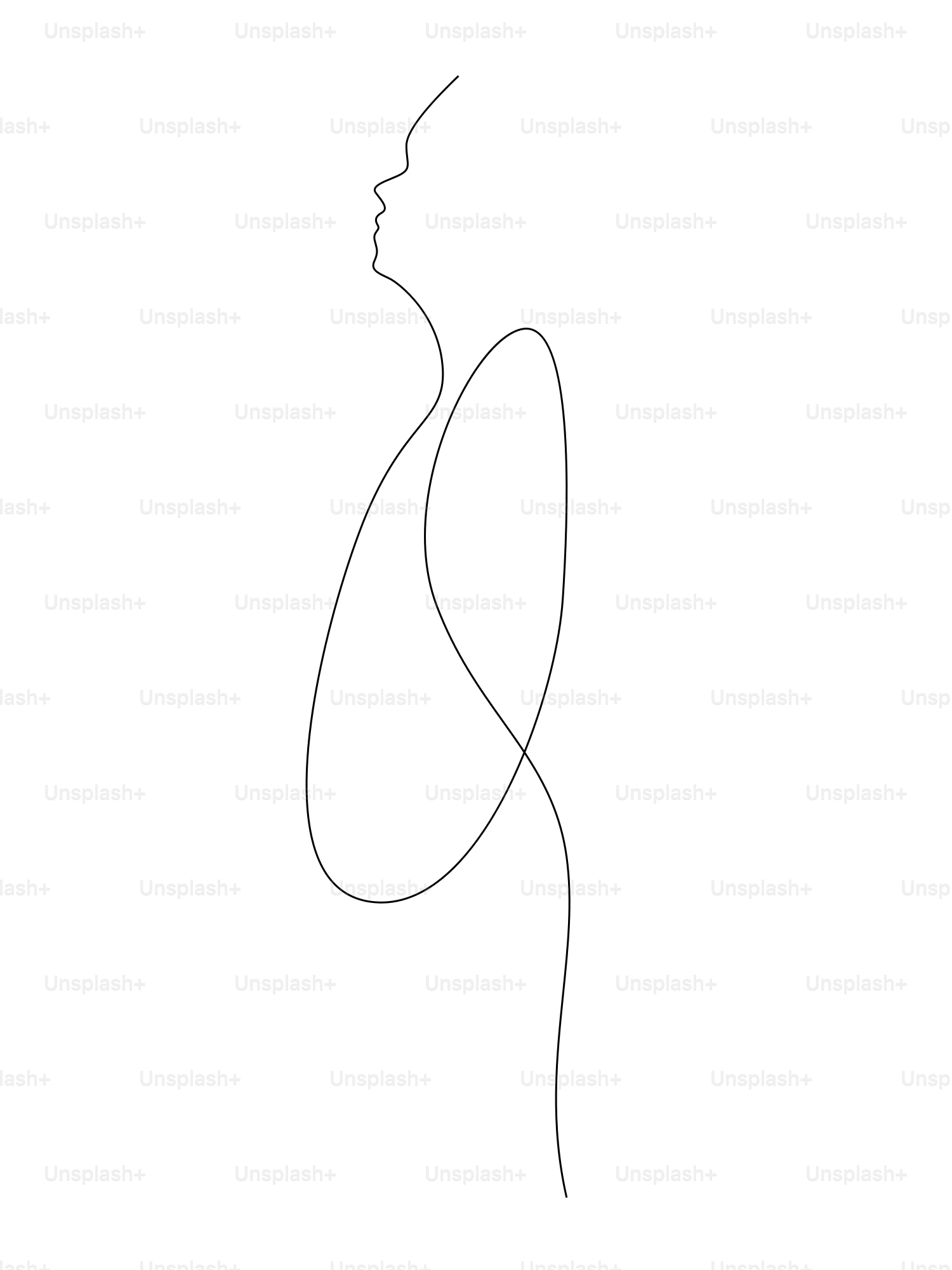 A line drawing of a woman's profile