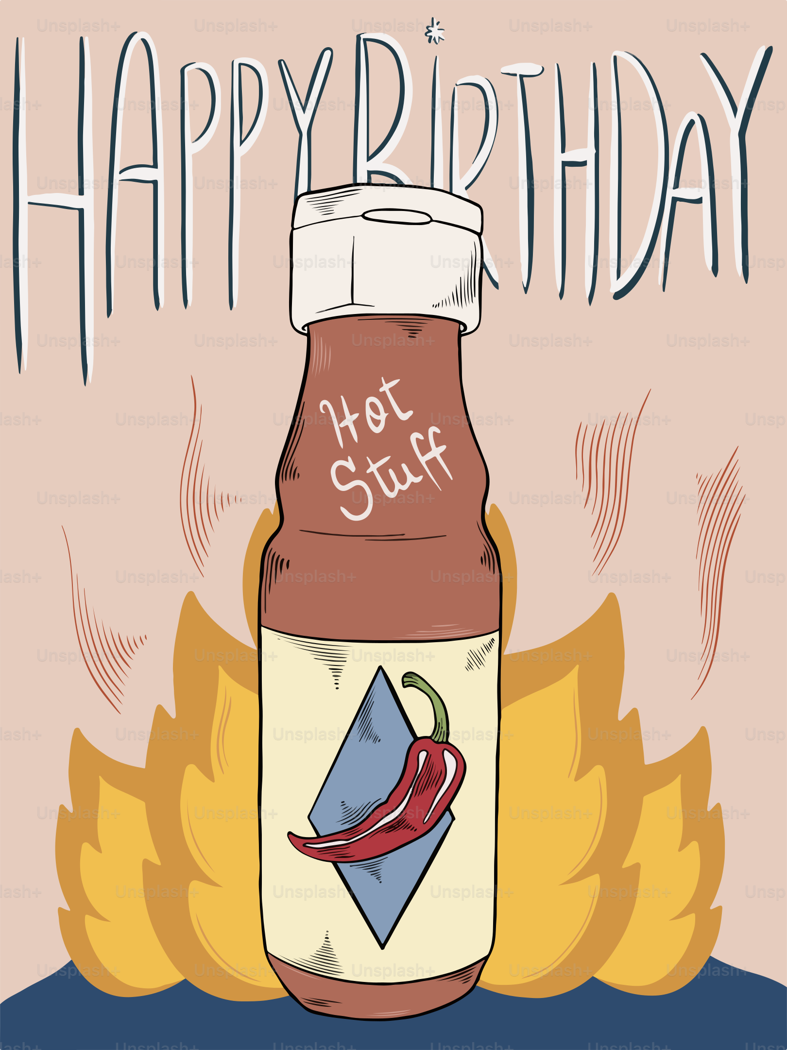 お誕生日おめでとうのメッセージが入ったホットなもののボトル