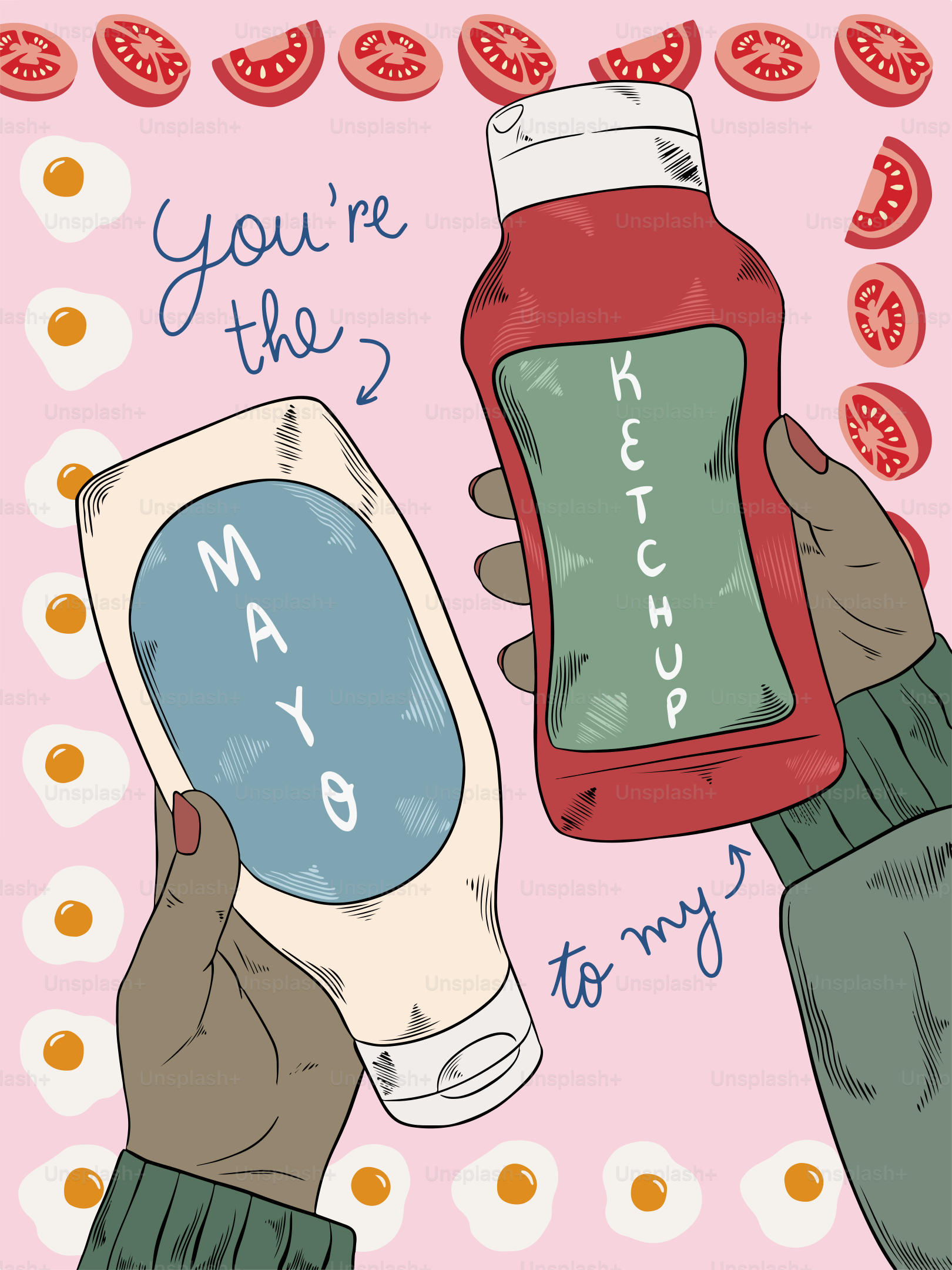 ケチャップの瓶を手に持つ人