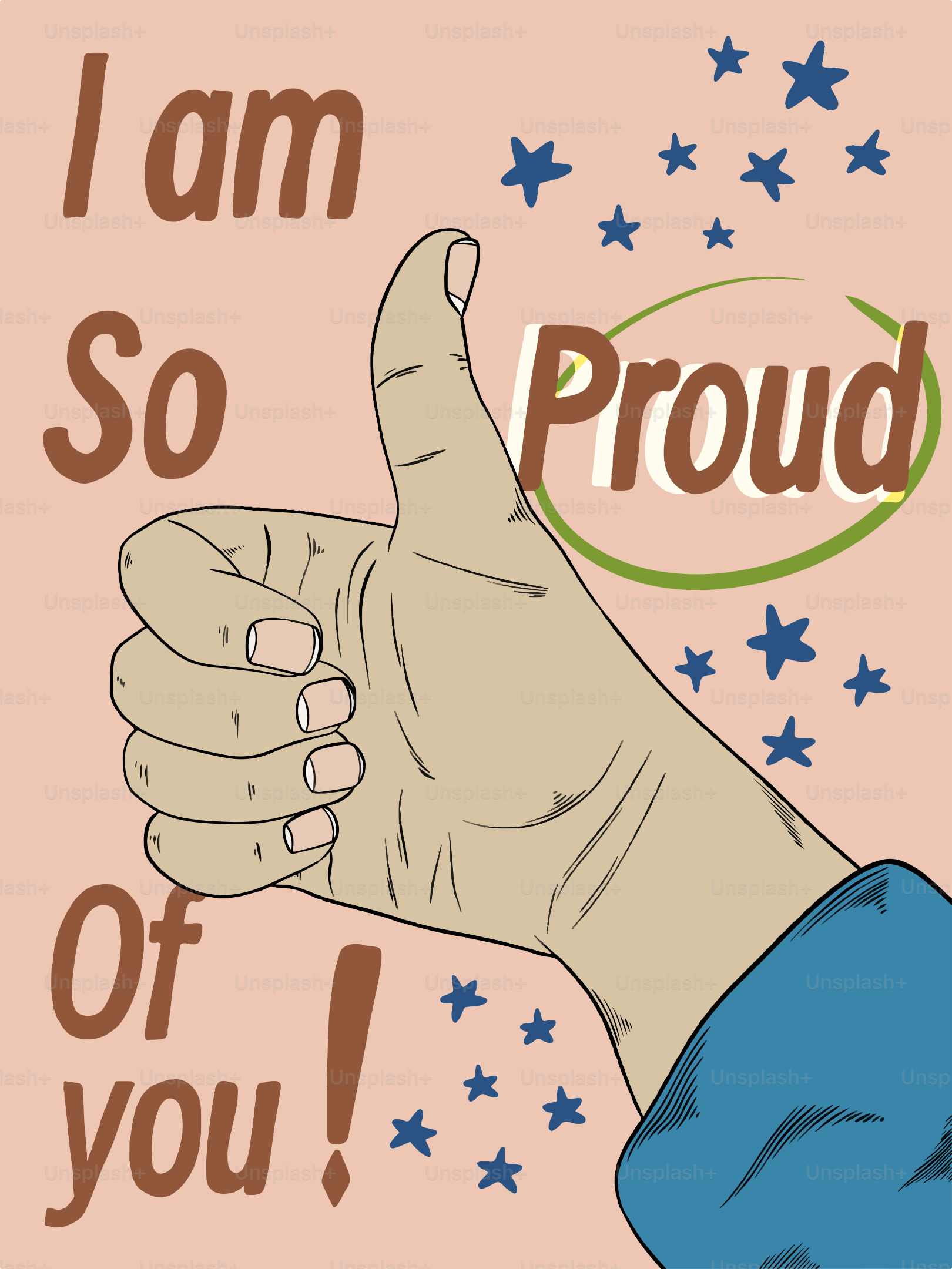 親指を立てて「誇りに思う」という言葉を添えた手話