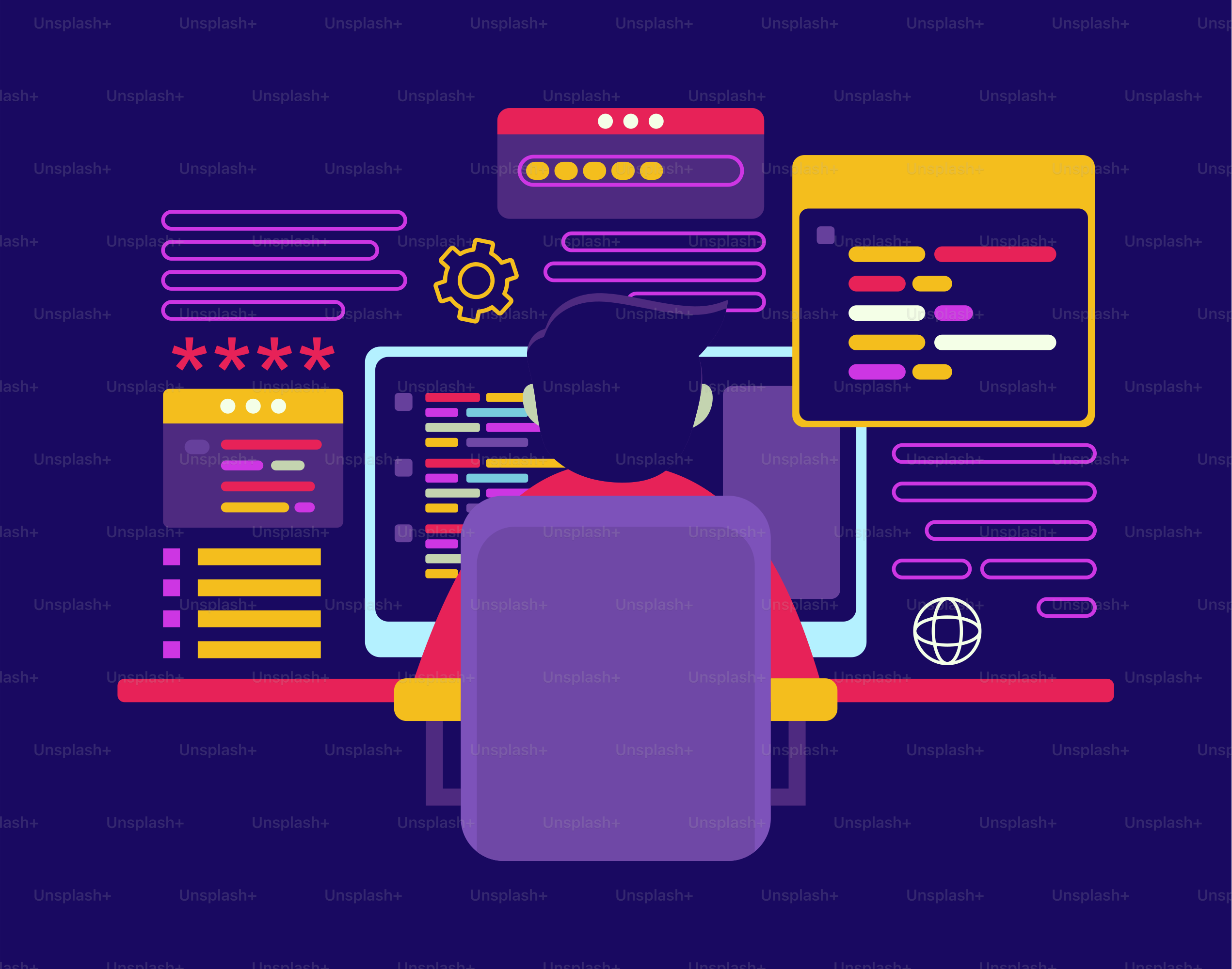 Una persona seduta a una scrivania davanti a un computer