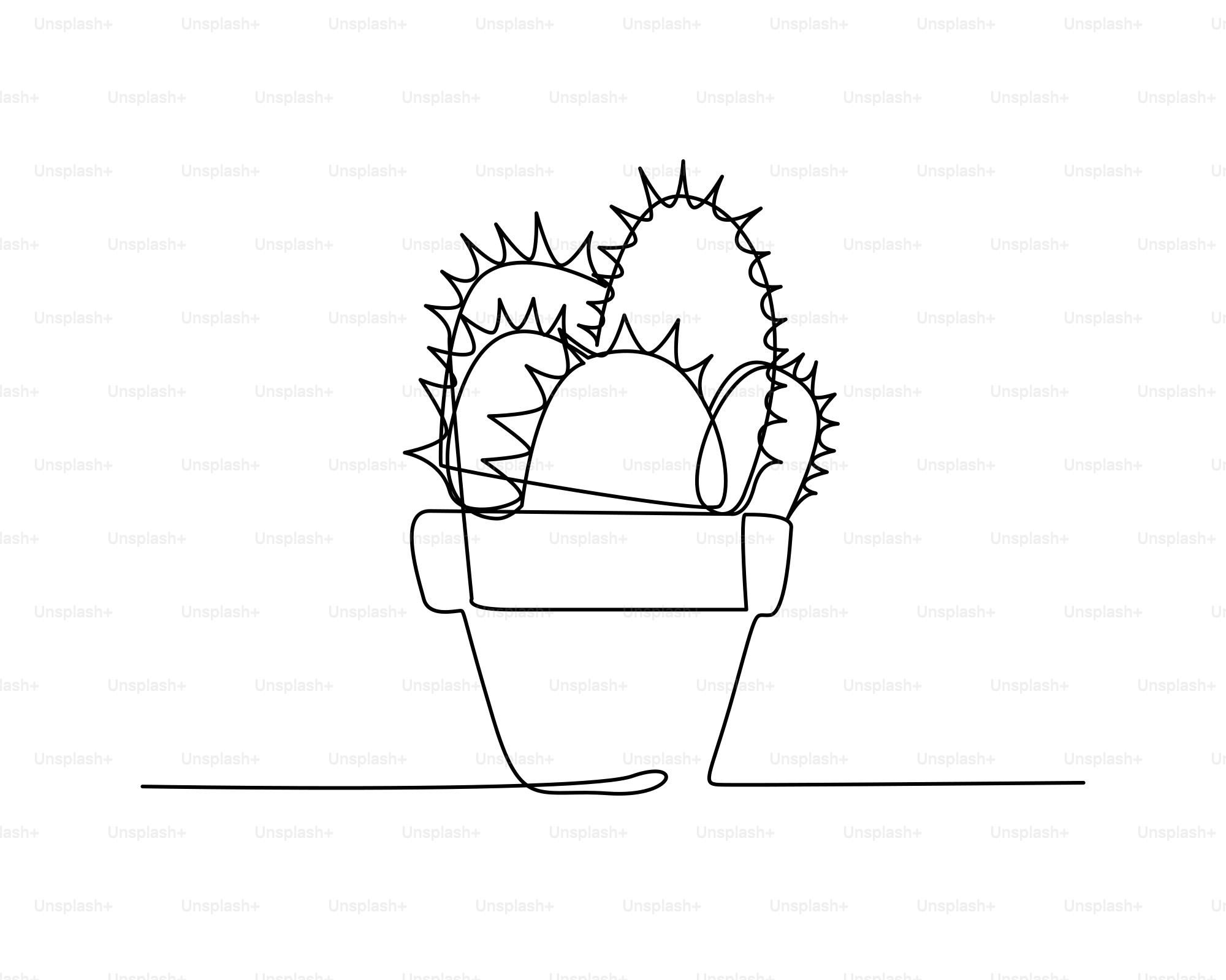 A drawing of a cactus in a pot