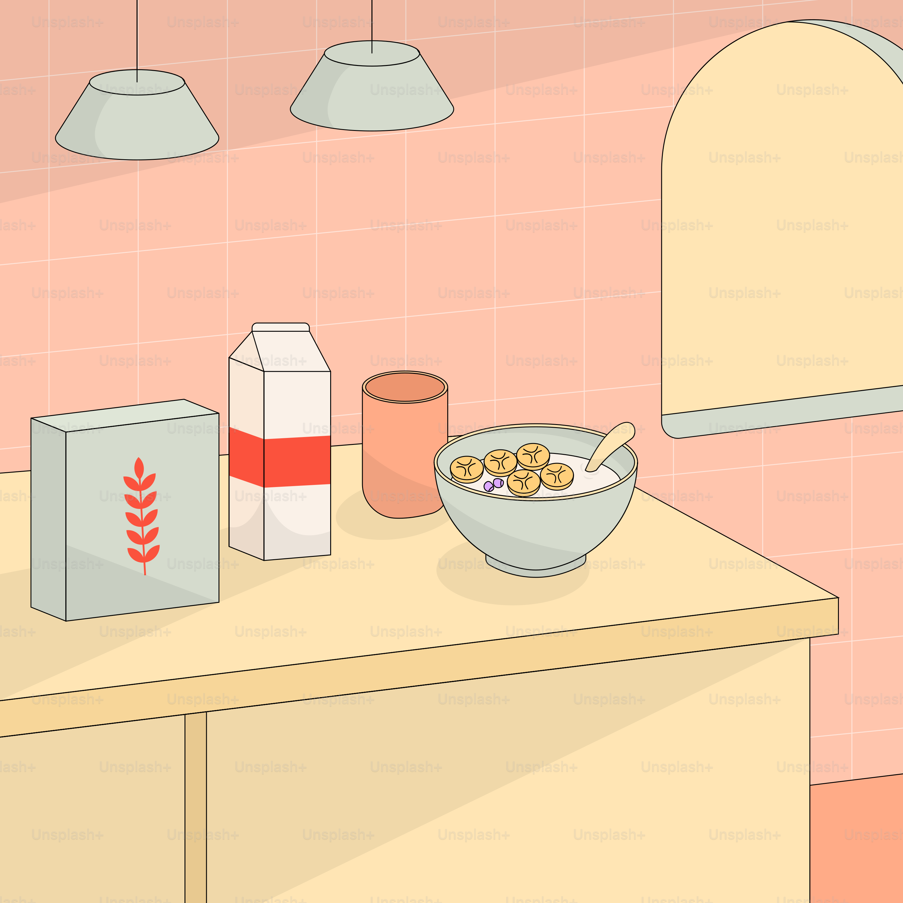 A bowl of cereal sitting on top of a counter