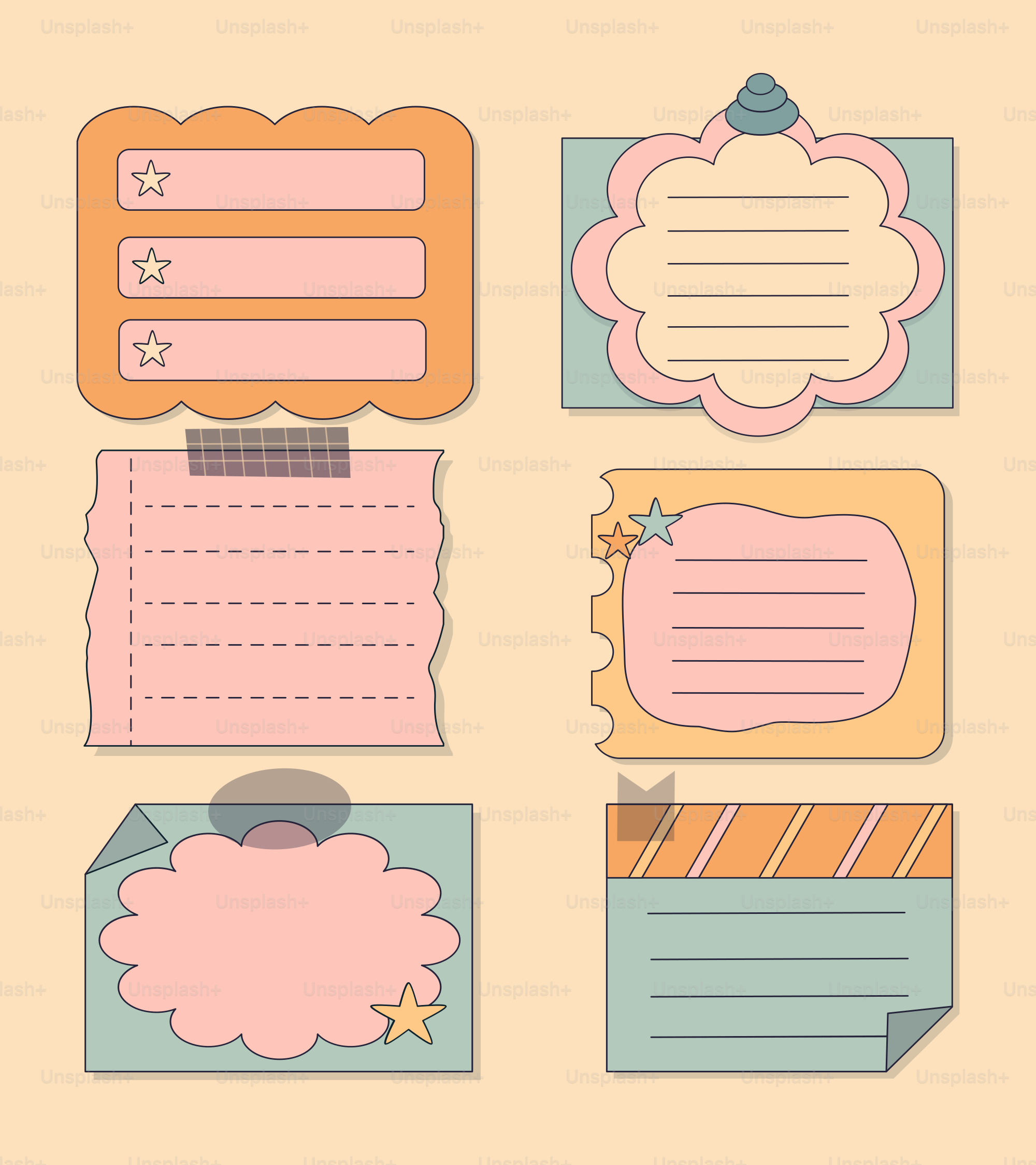 A set of paper stickers with different designs