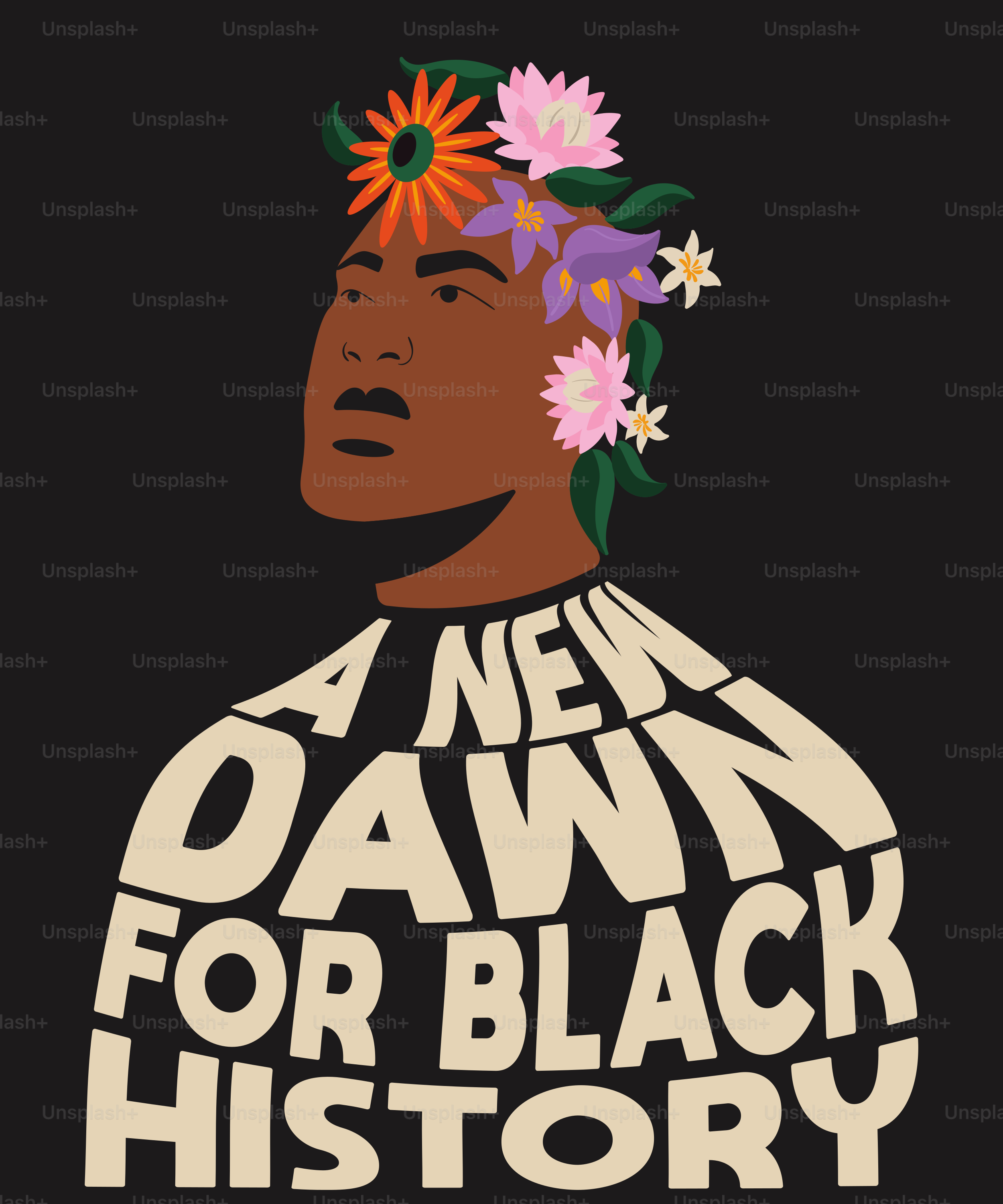 A black woman with flowers in her hair