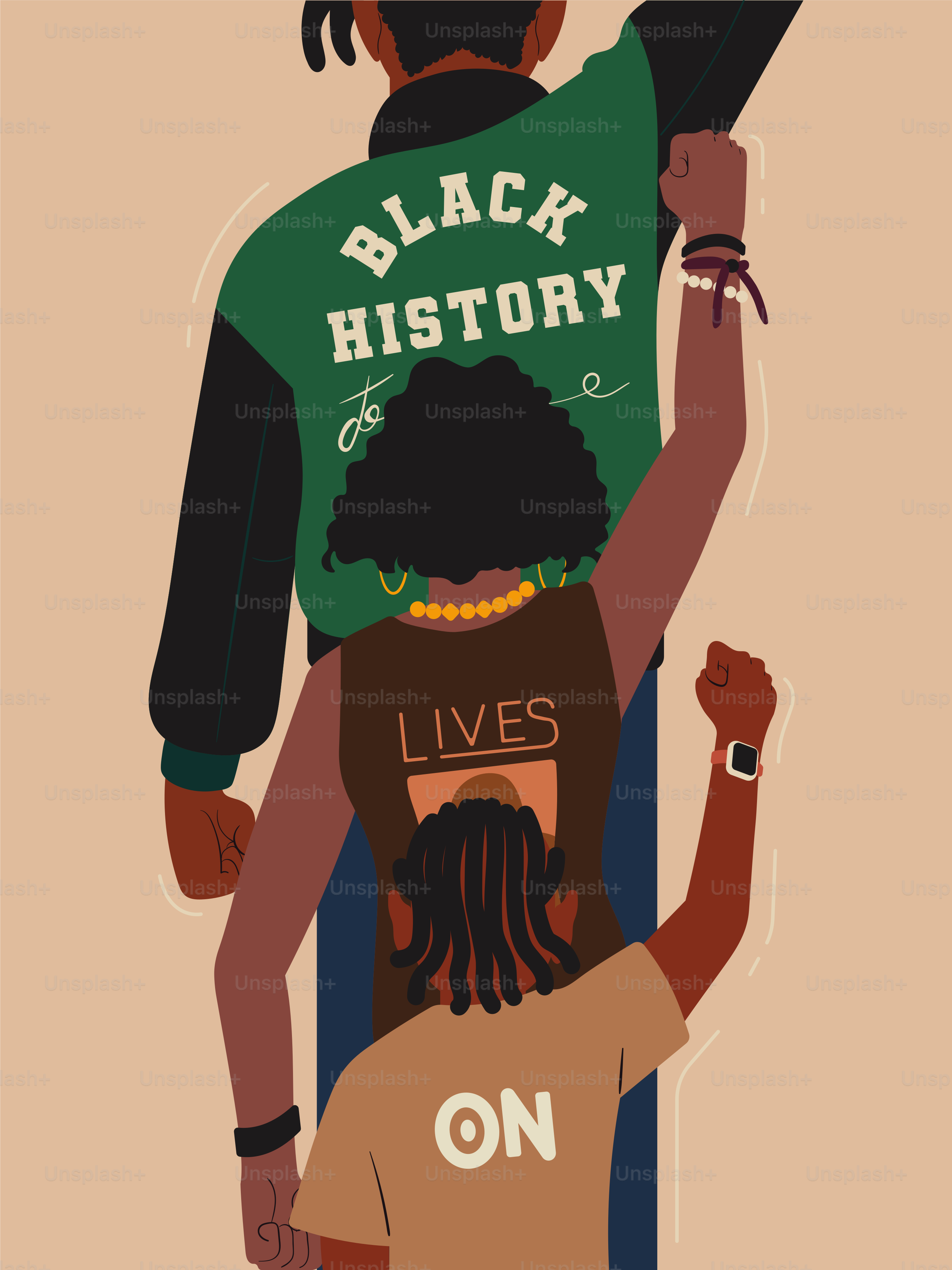 A black man holding a black child on his back