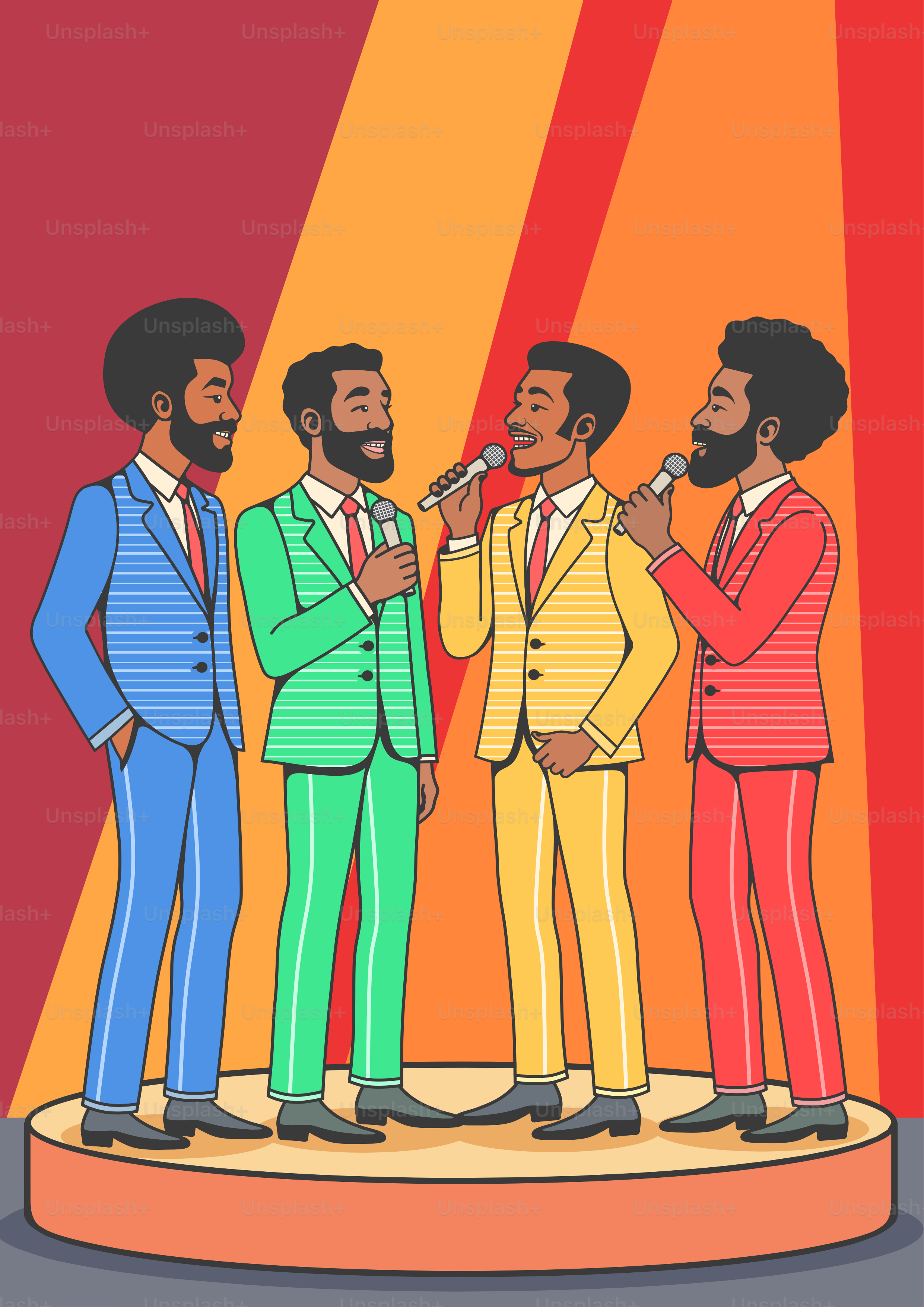 Un grupo de hombres de pie en lo alto de un escenario