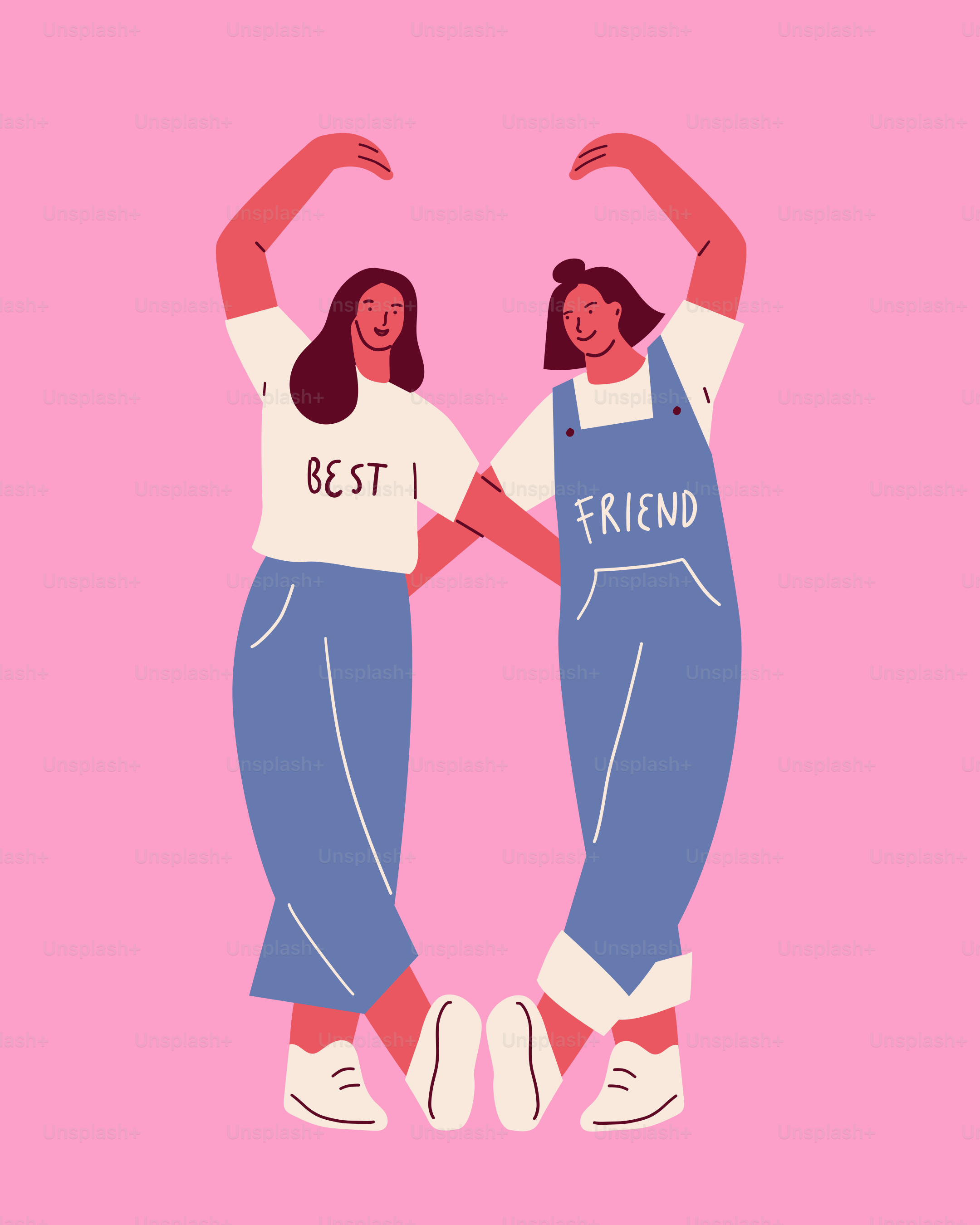 Due donne in piedi una accanto all'altra davanti a uno sfondo rosa