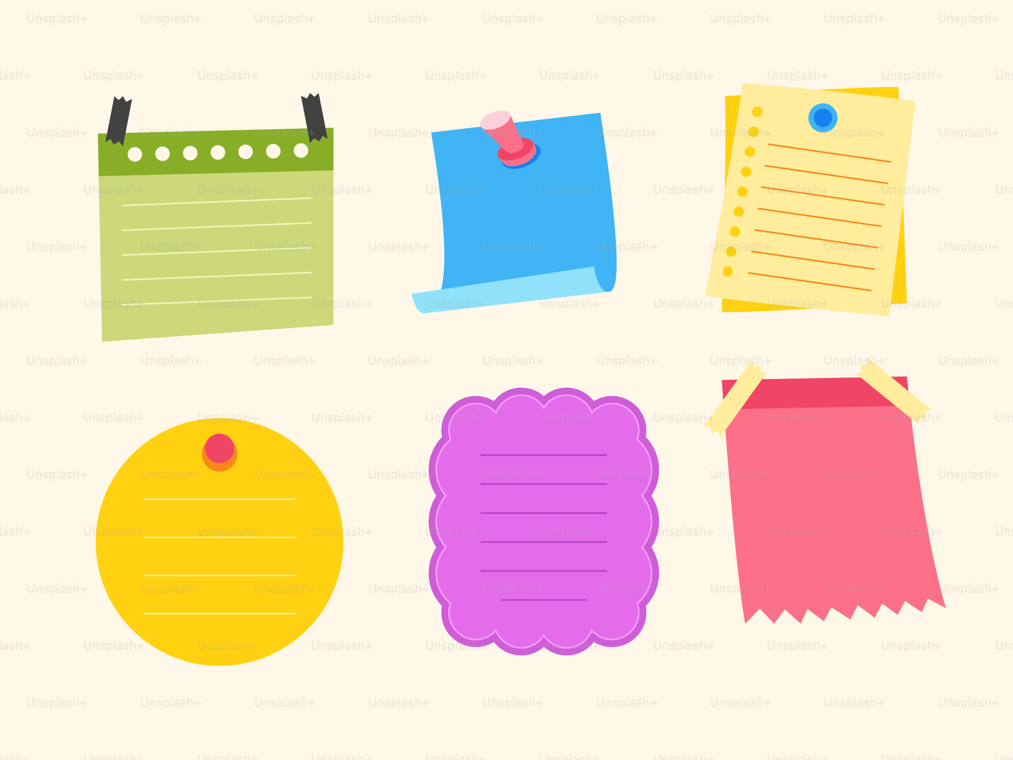 A set of different colored sticky notes on a white background vector ...