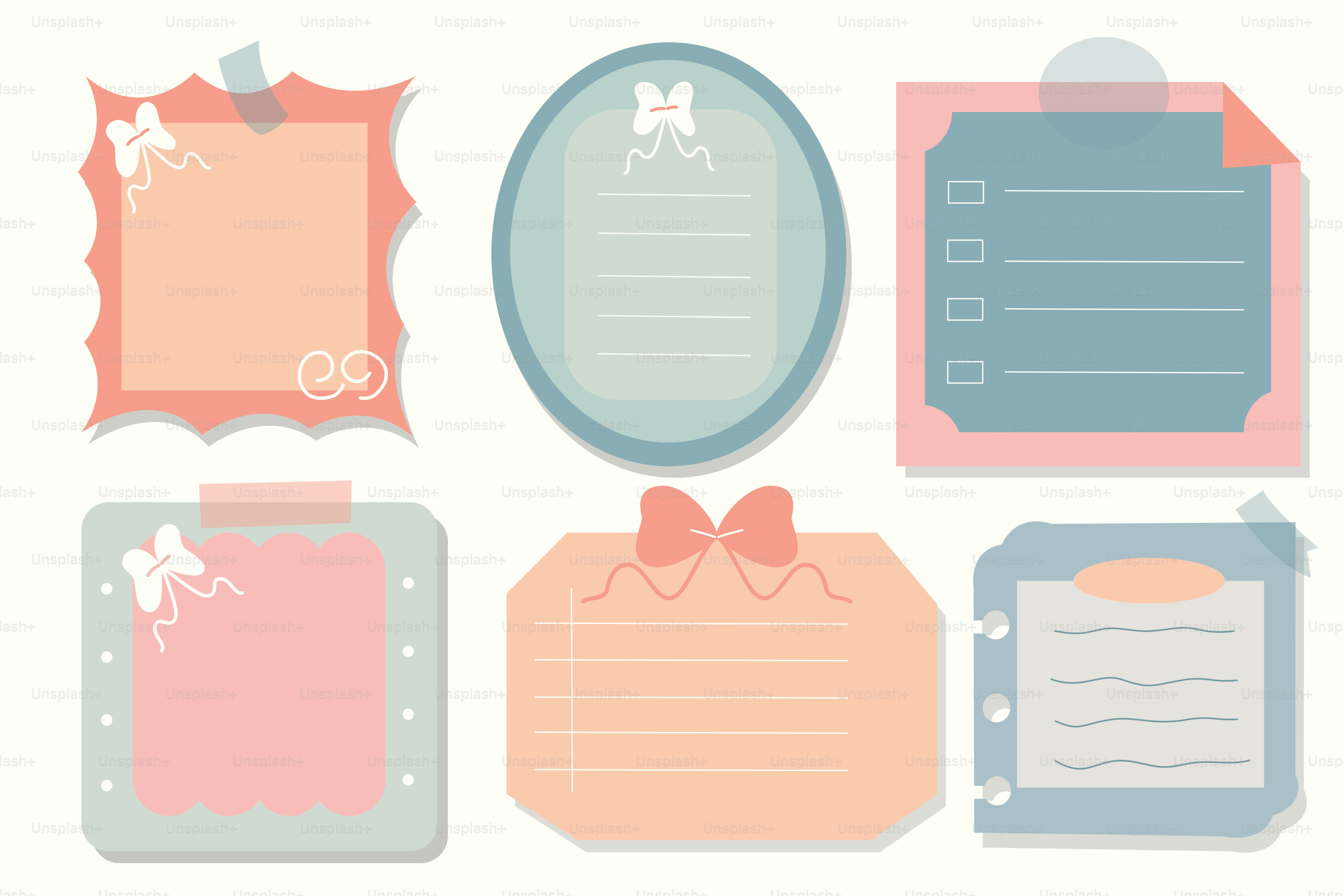 Ein Satz Papieretiketten mit einer Schleife