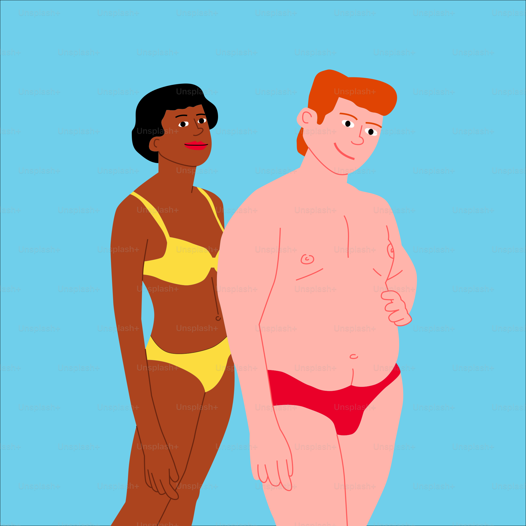A man and woman in swimsuits standing next to each other