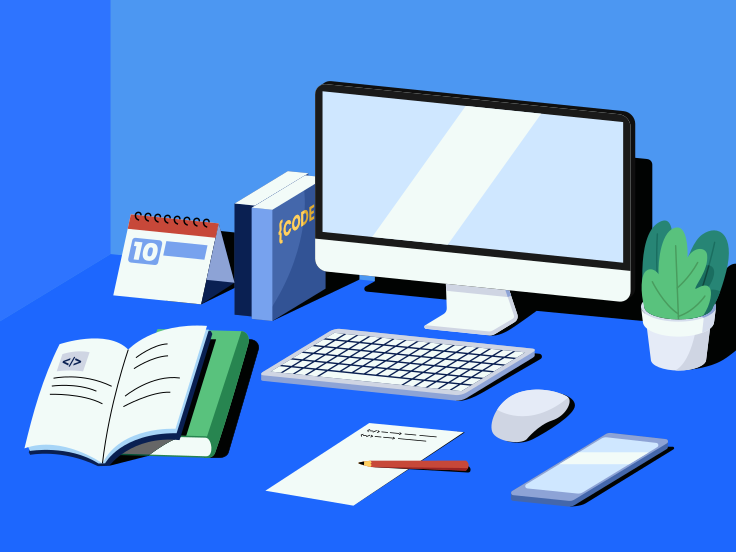 A desktop computer sitting on top of a desk