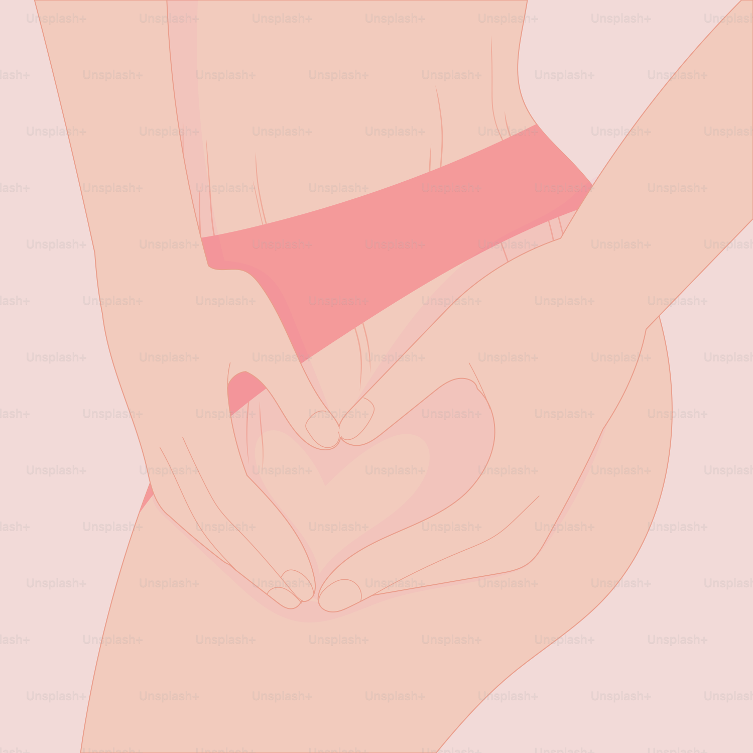 A drawing of a woman's butt with a pink band