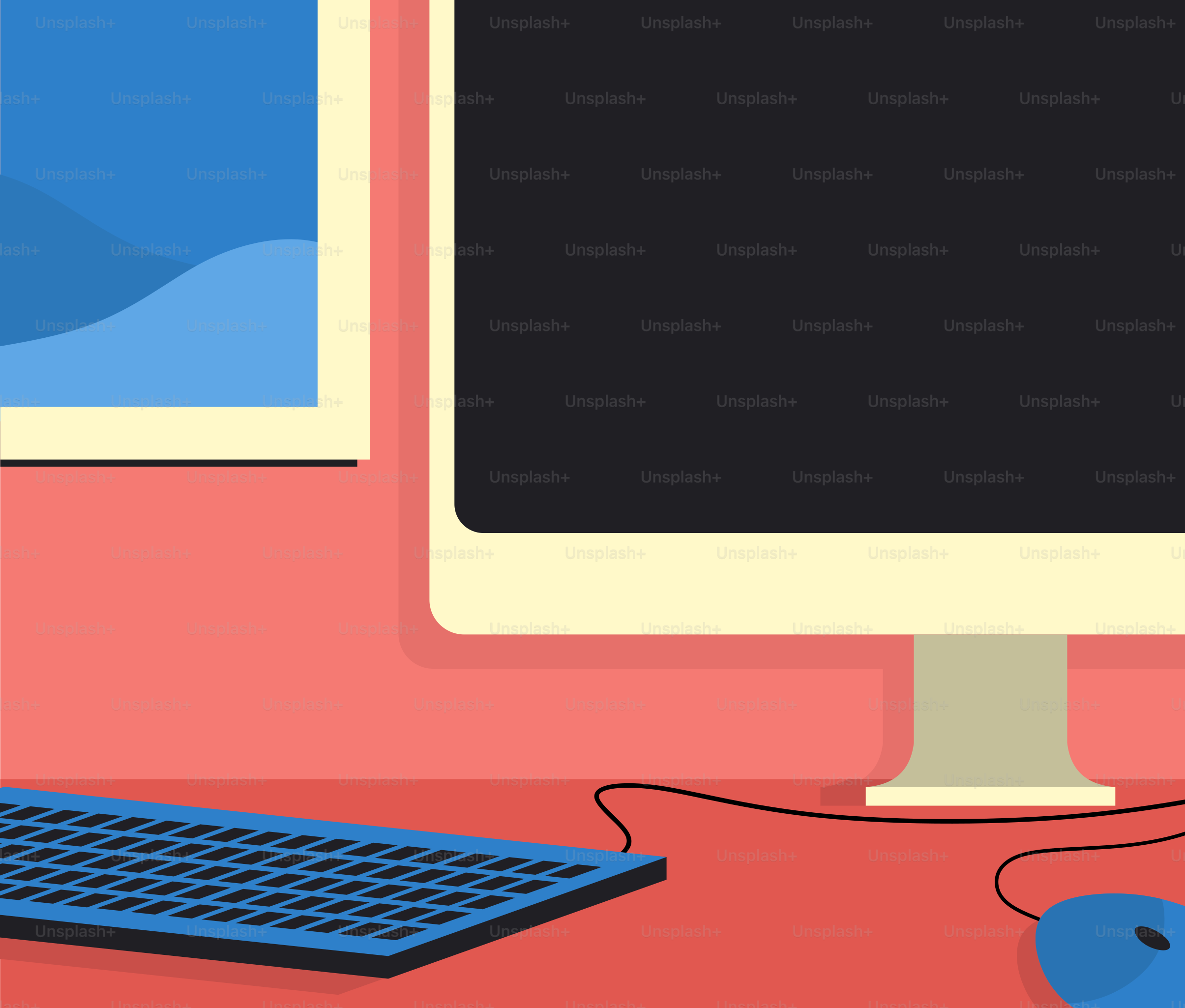 Un monitor de ordenador, teclado y ratón sobre un escritorio
