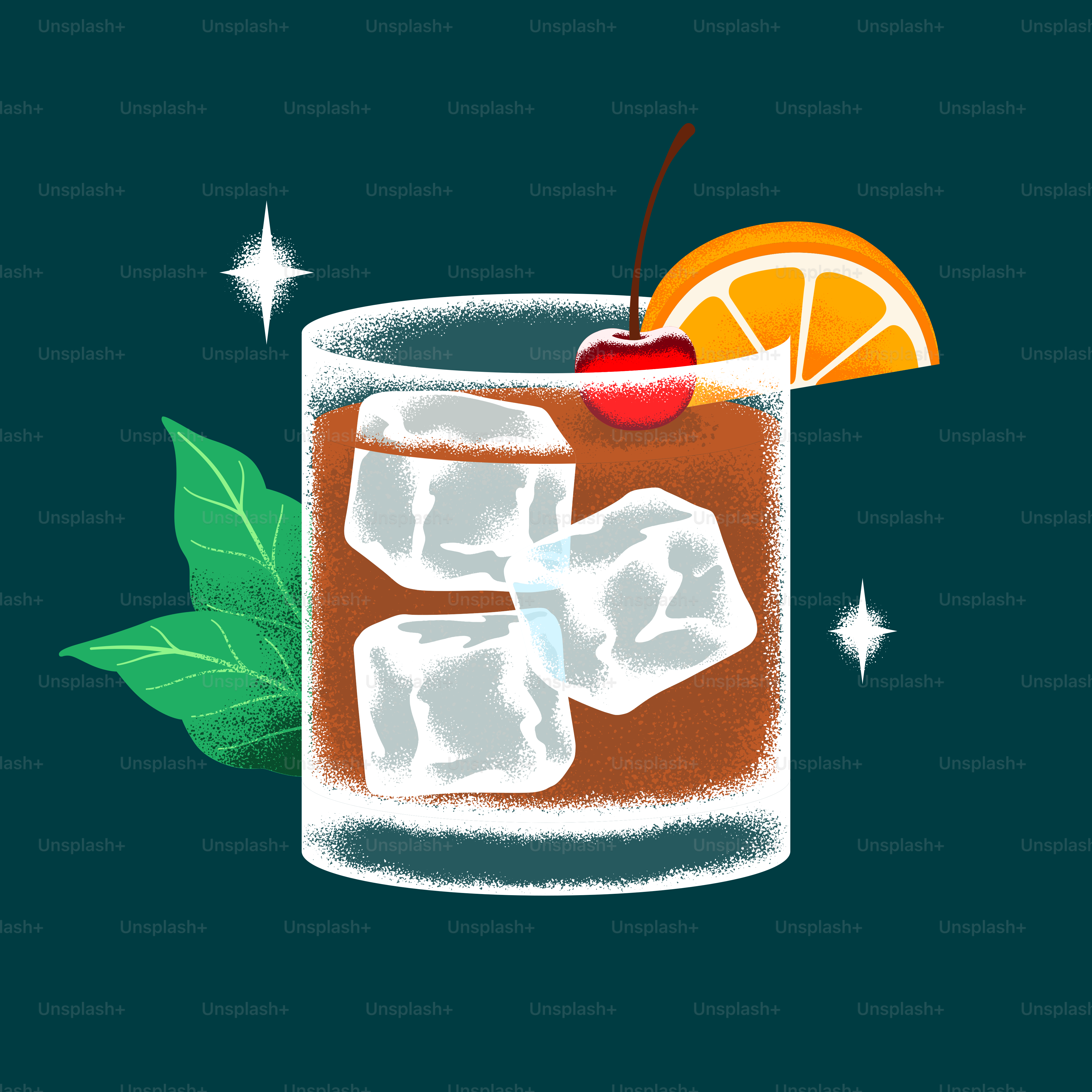 Una foto de una bebida con hielo y una rodaja de naranja