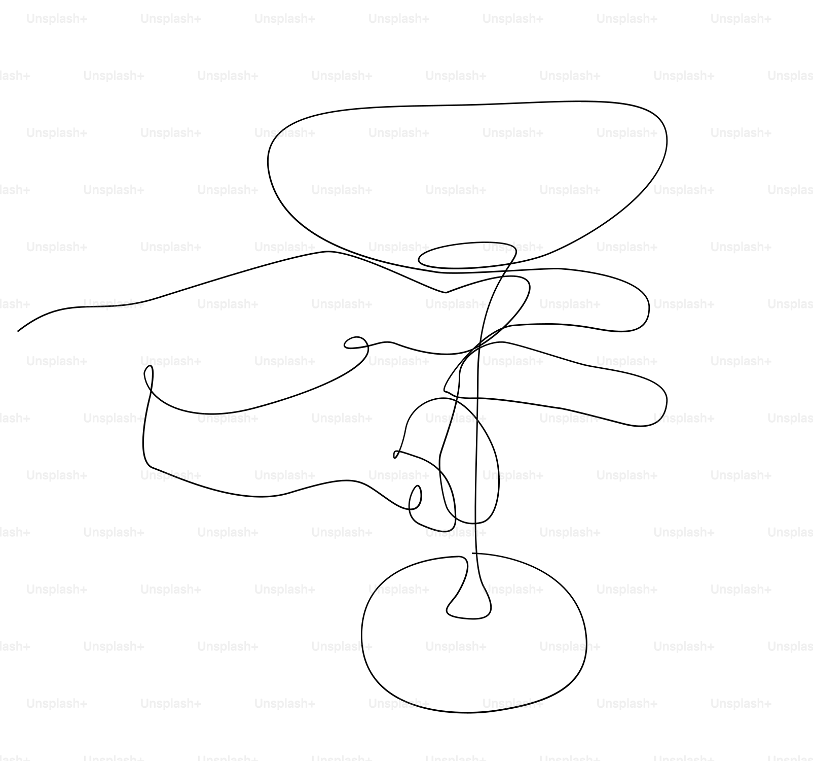 A drawing of a hand holding a wine glass