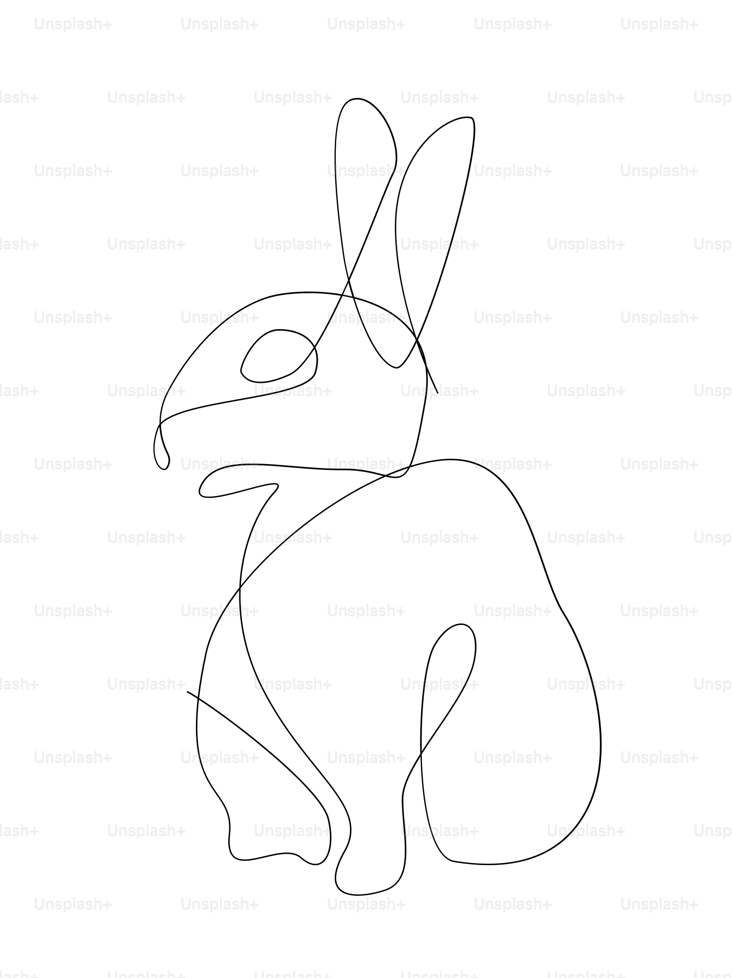 앉아 있는 토끼의 선화 벡터 – Unsplash의 봄 이미지, image size:3000x4000