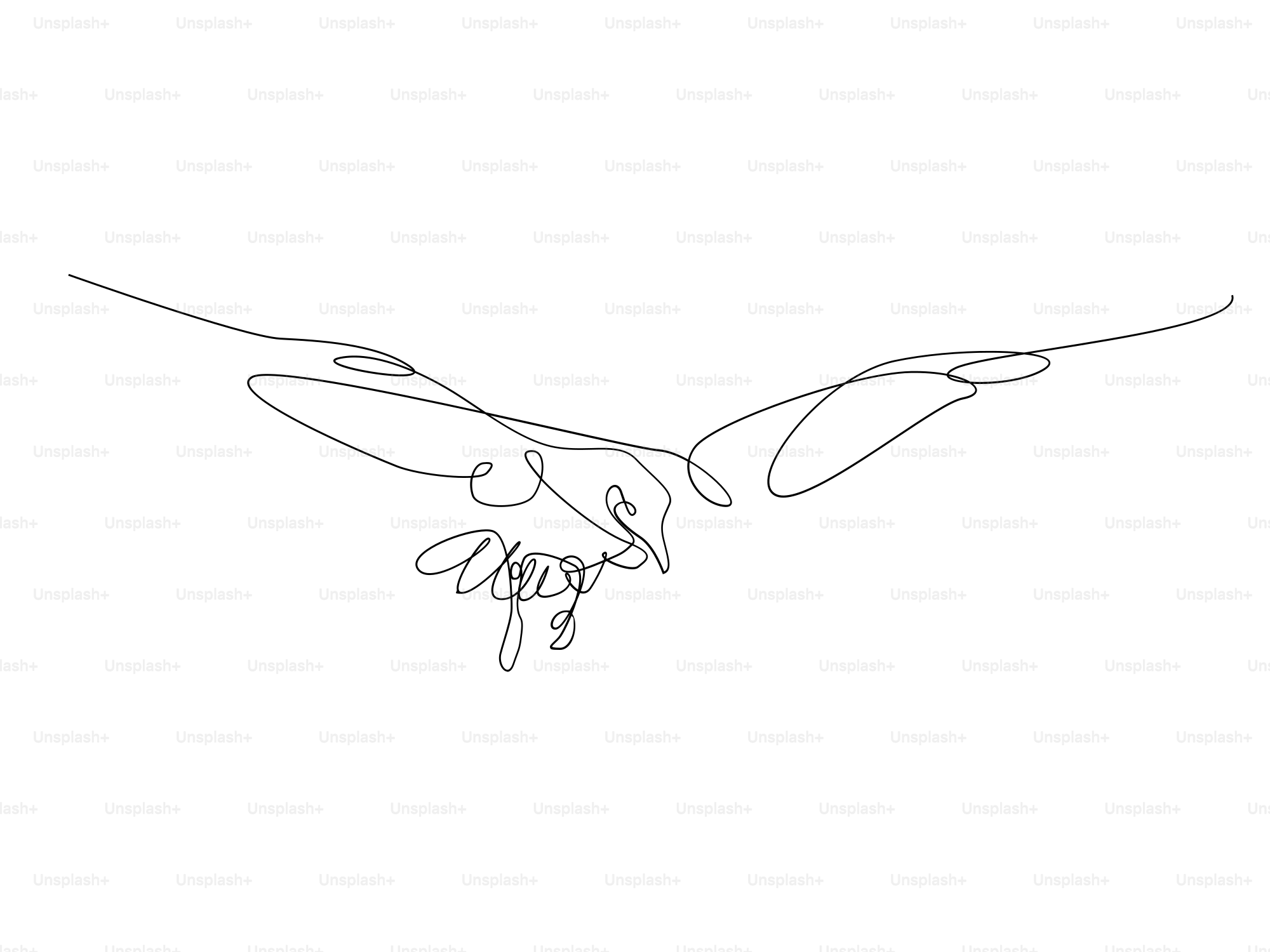 A drawing of a bird flying in the sky