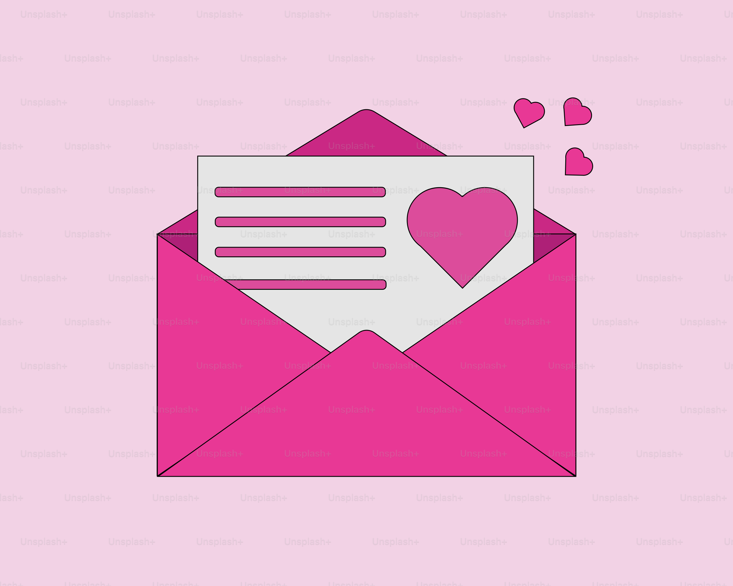 하트가 그려진 분홍색 봉투 벡터 – Unsplash의 사랑 이미지, image size:3000x2400