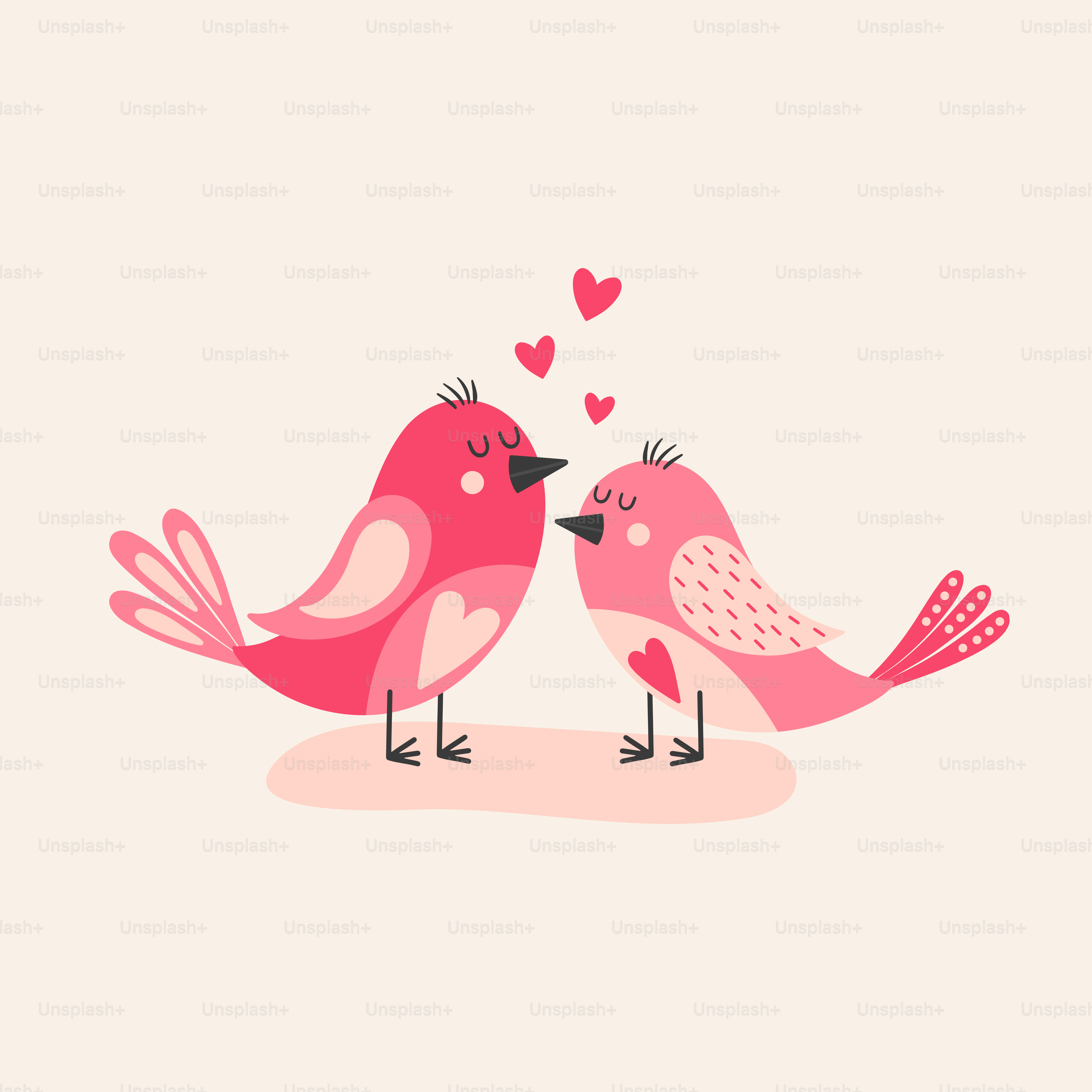 二羽の鳥が重なって座っている