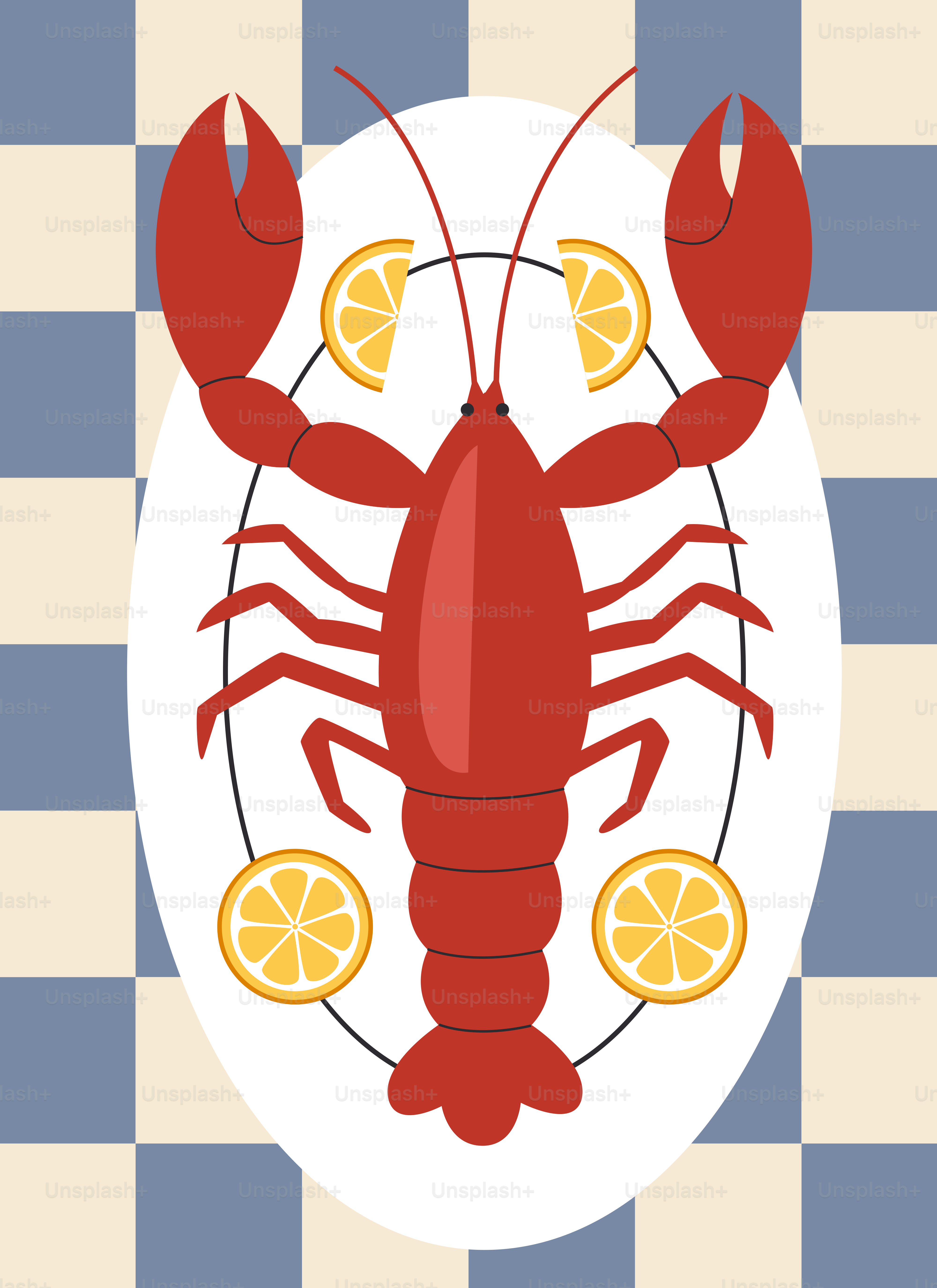 Una langosta en un plato con rodajas de limón