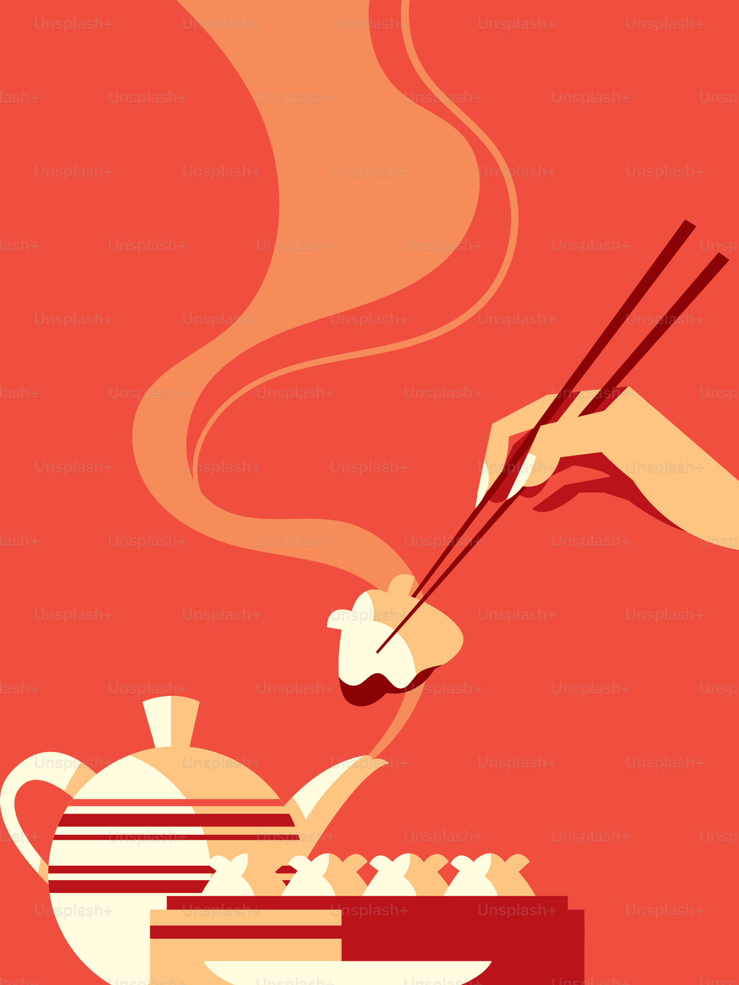 A poster of a person holding chopsticks over a bowl of food