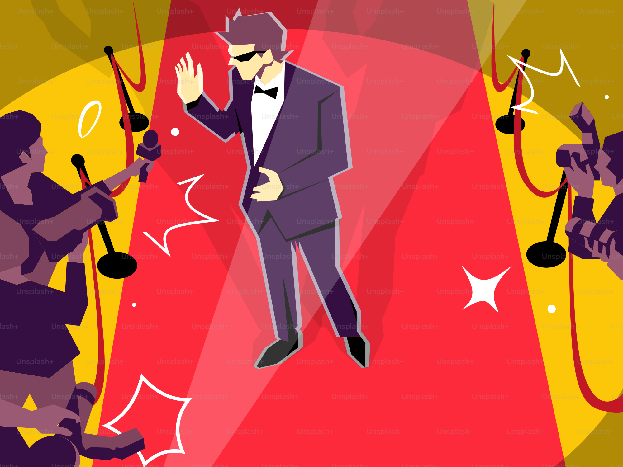 Un hombre con esmoquin de pie en un escenario