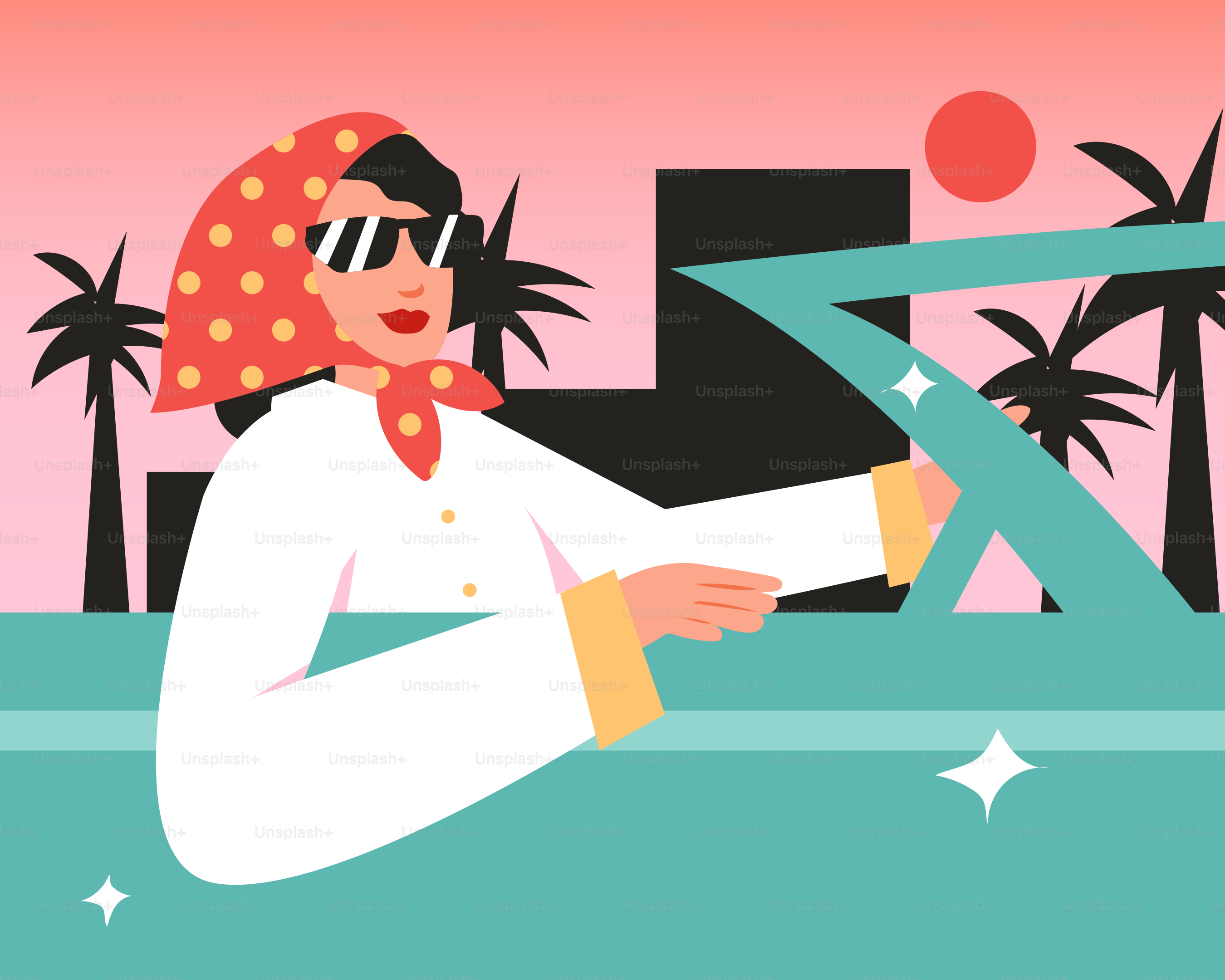 A woman sitting on a surfboard in the water