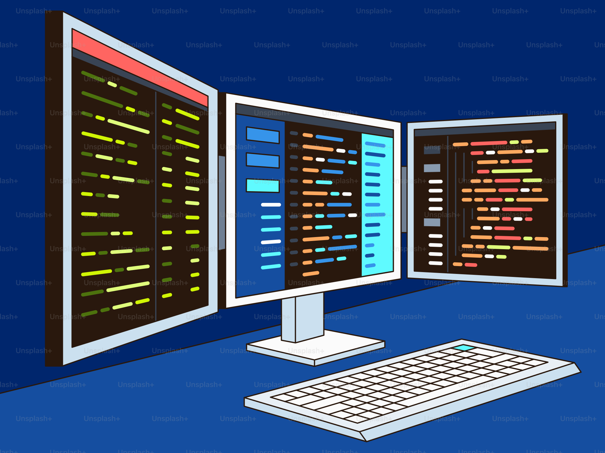 A laptop computer with a program on the screen vector – Technology ...