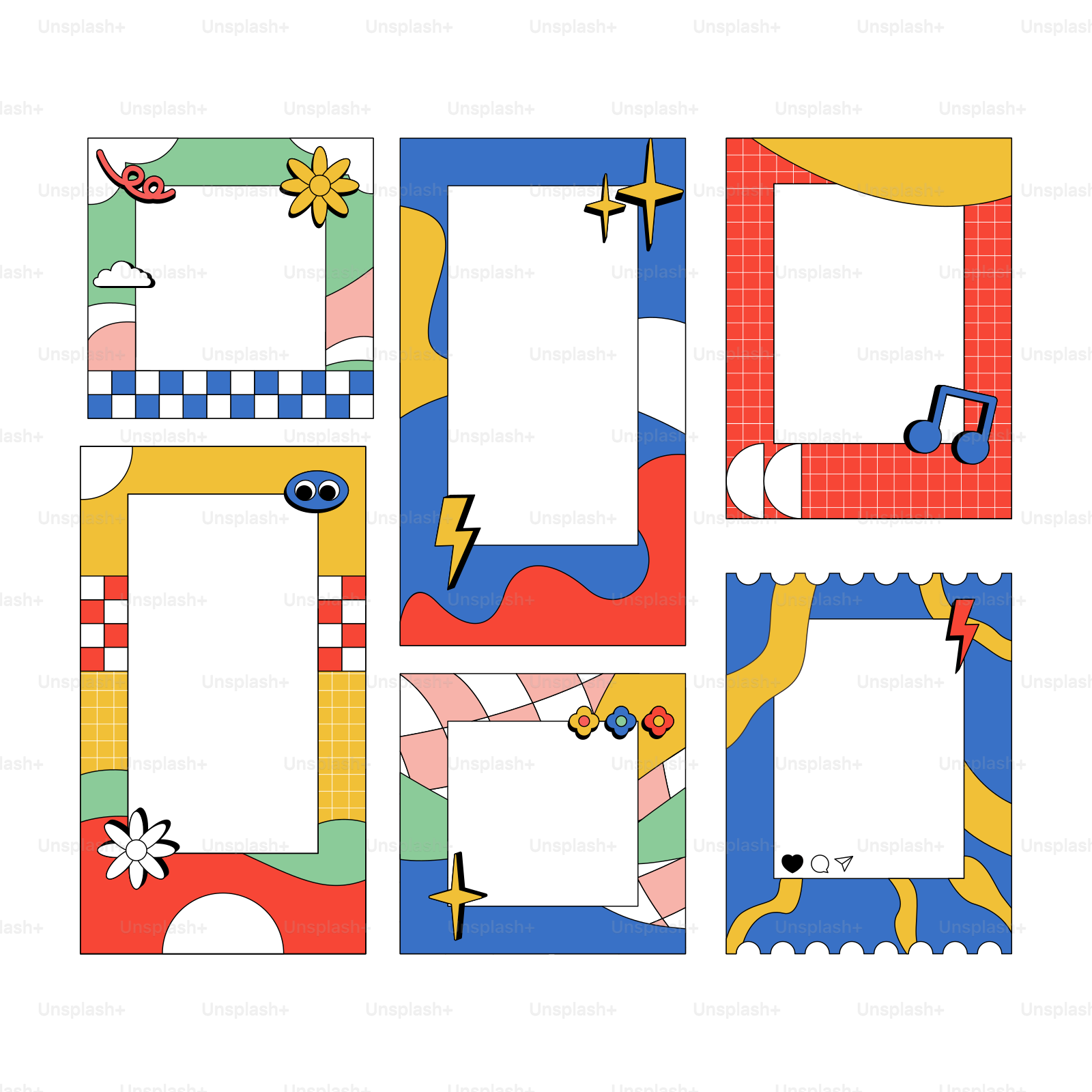 Ein Satz von vier verschiedenfarbigen Rahmen