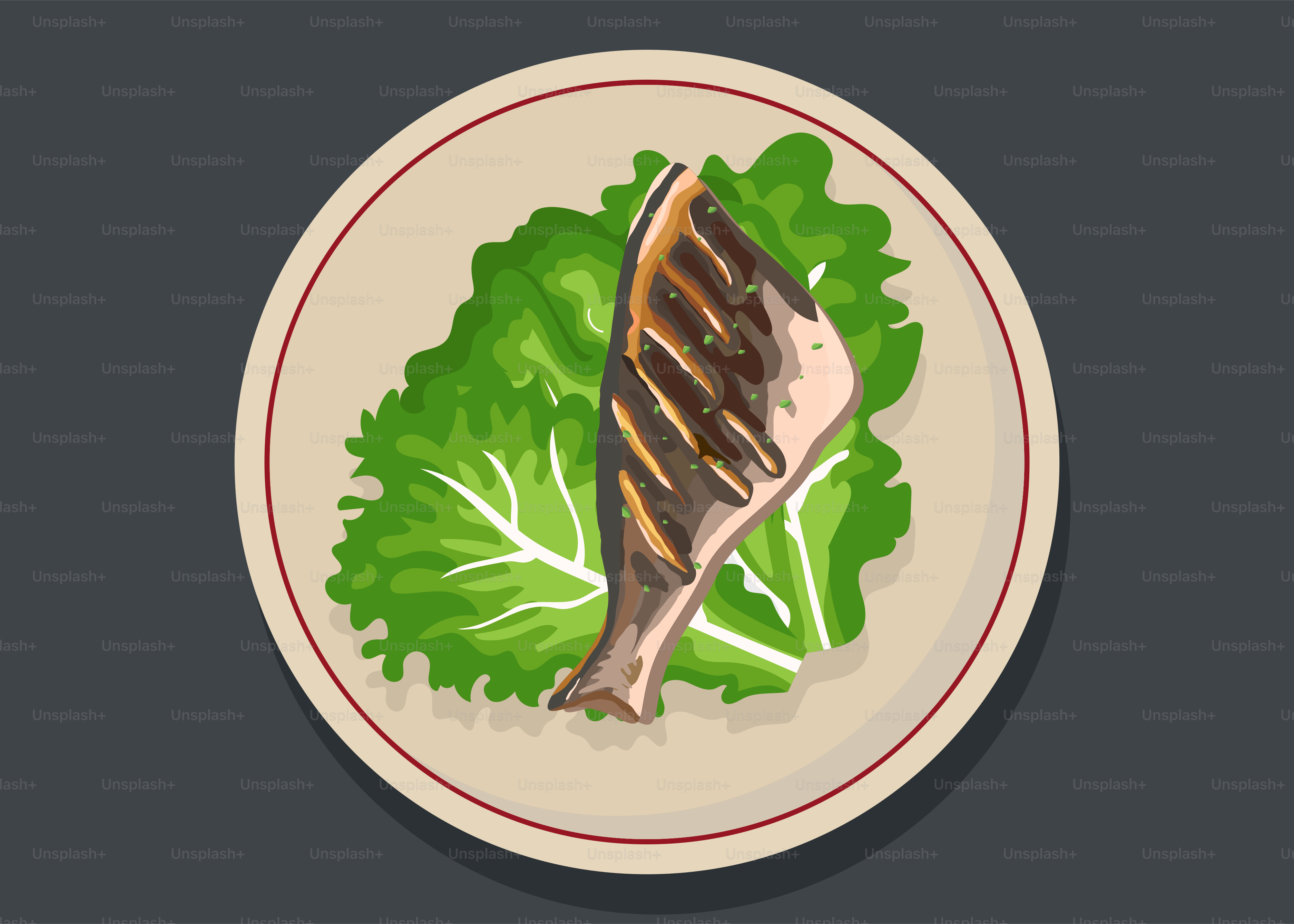 A plate with a fork and some lettuce on it