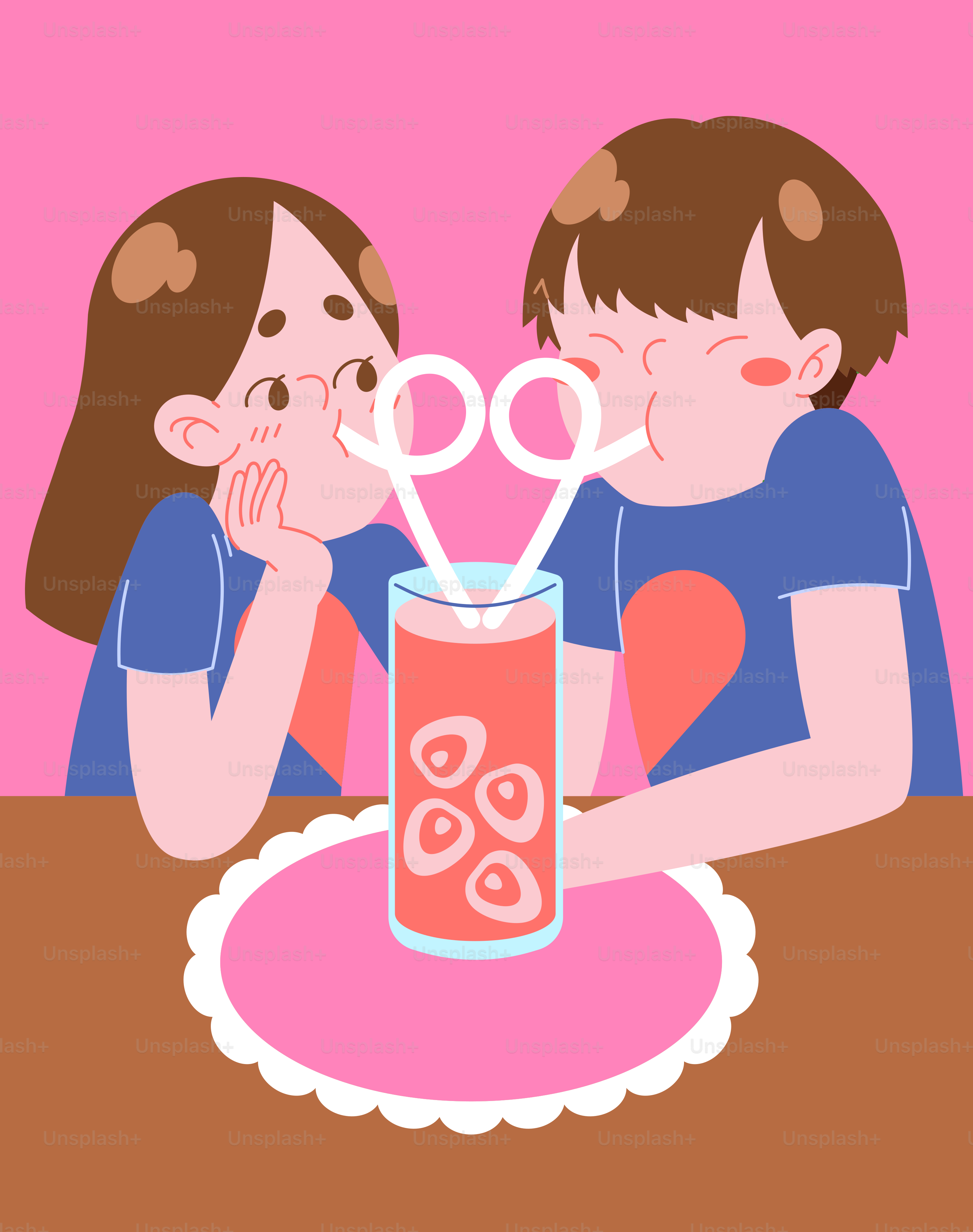 A boy and a girl sitting at a table with scissors in a can