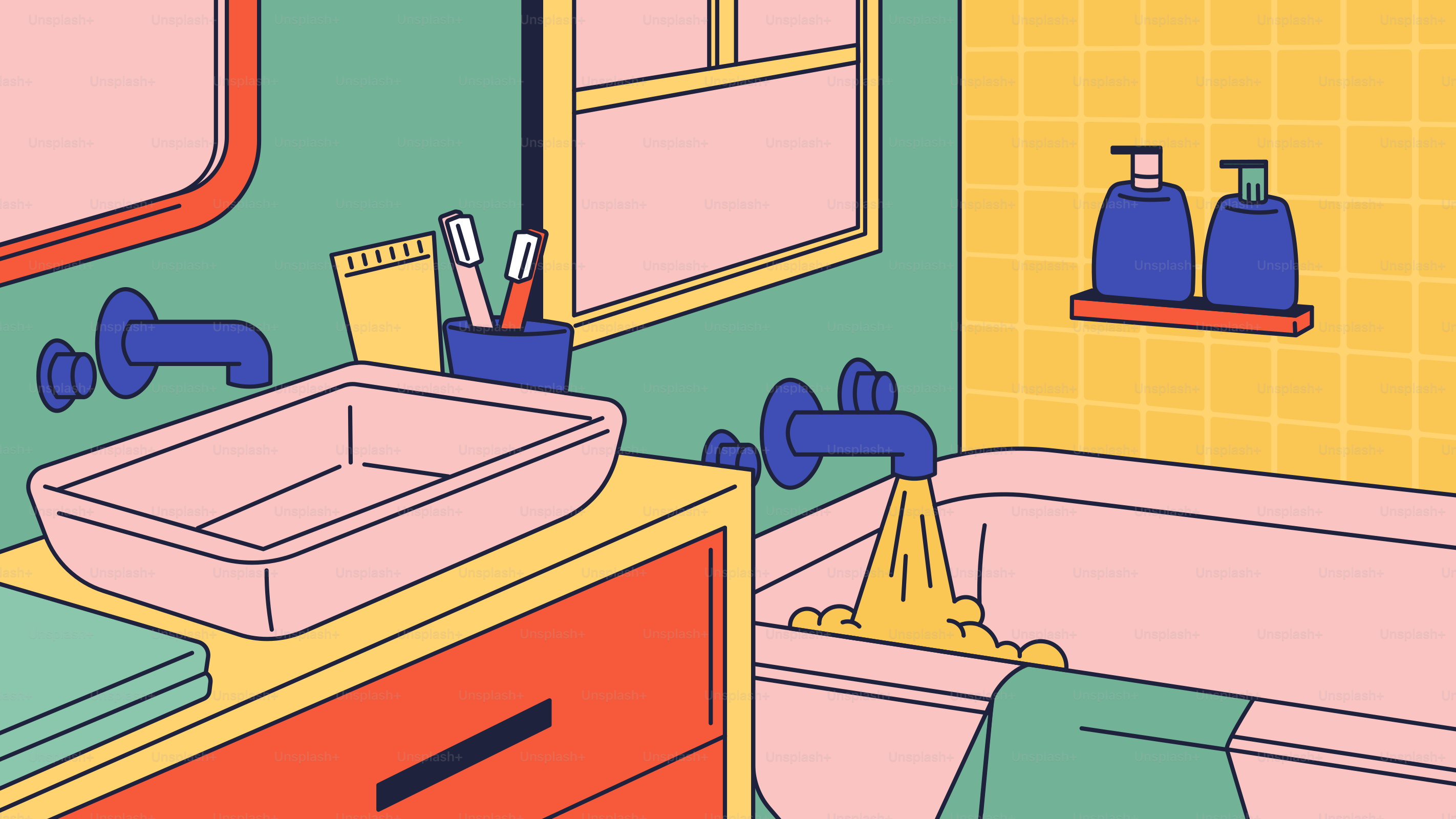 A bathroom with a sink, mirror, and bathtub