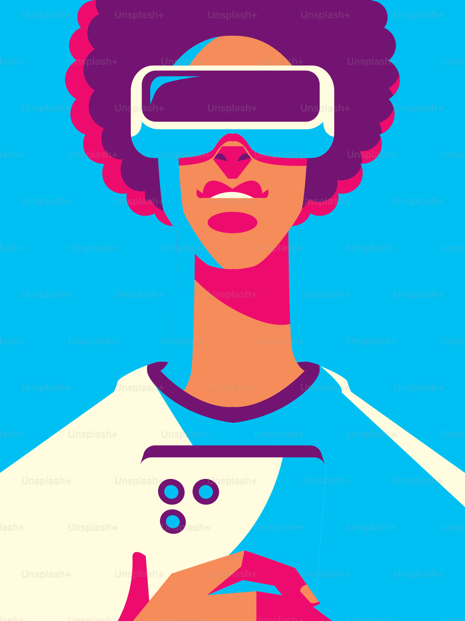 A woman wearing a virtual reality headset