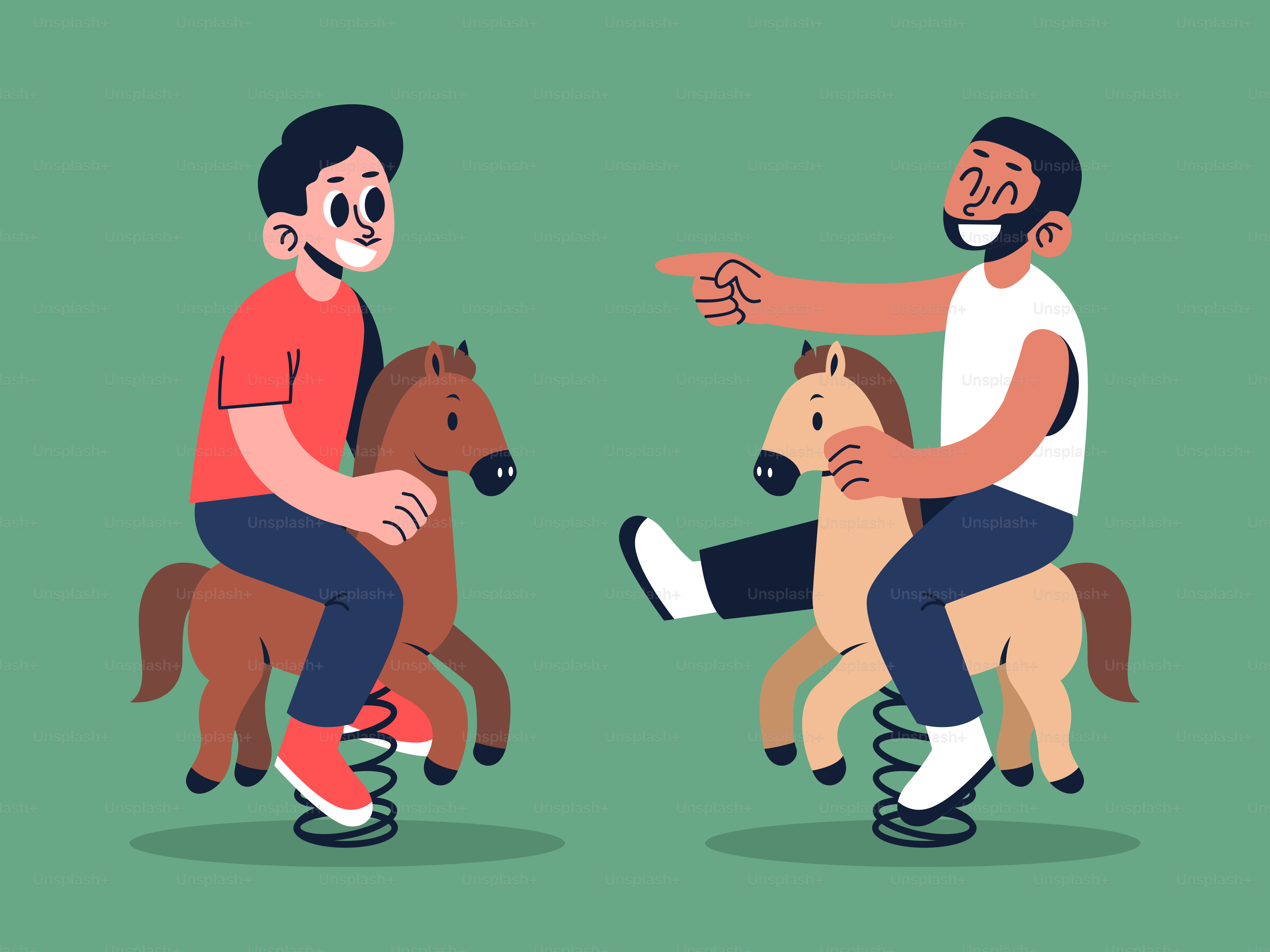 A man riding on the back of a horse next to another man