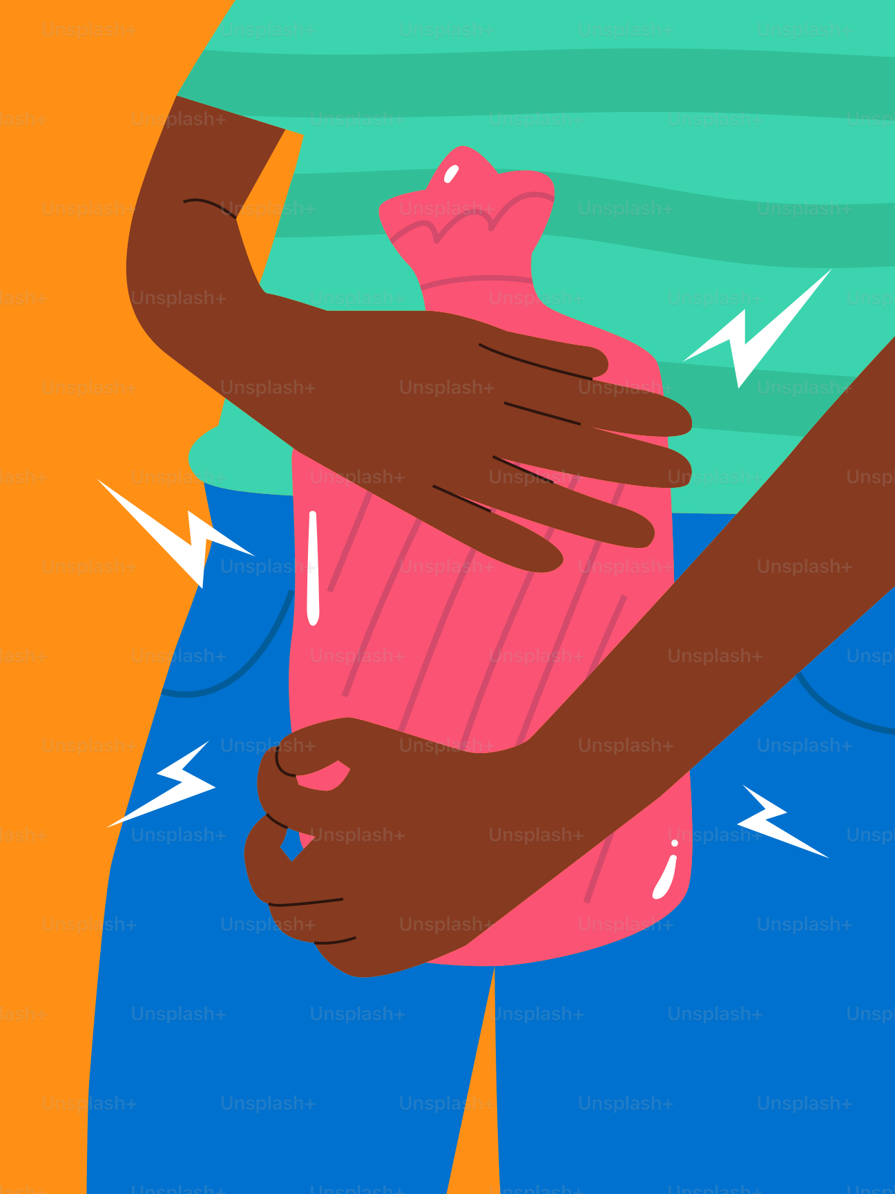 Eine schwarze Frau, die eine rosa Tasse in den Händen hält