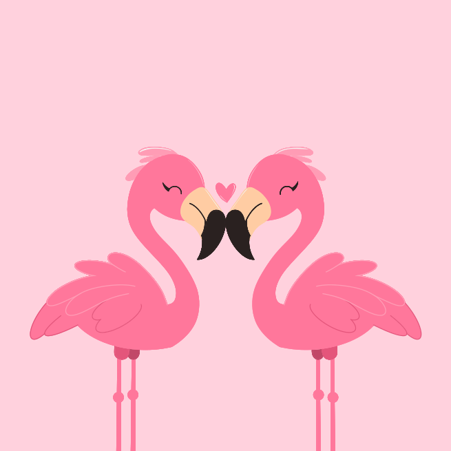 Ein paar rosa Flamingos stehen nebeneinander