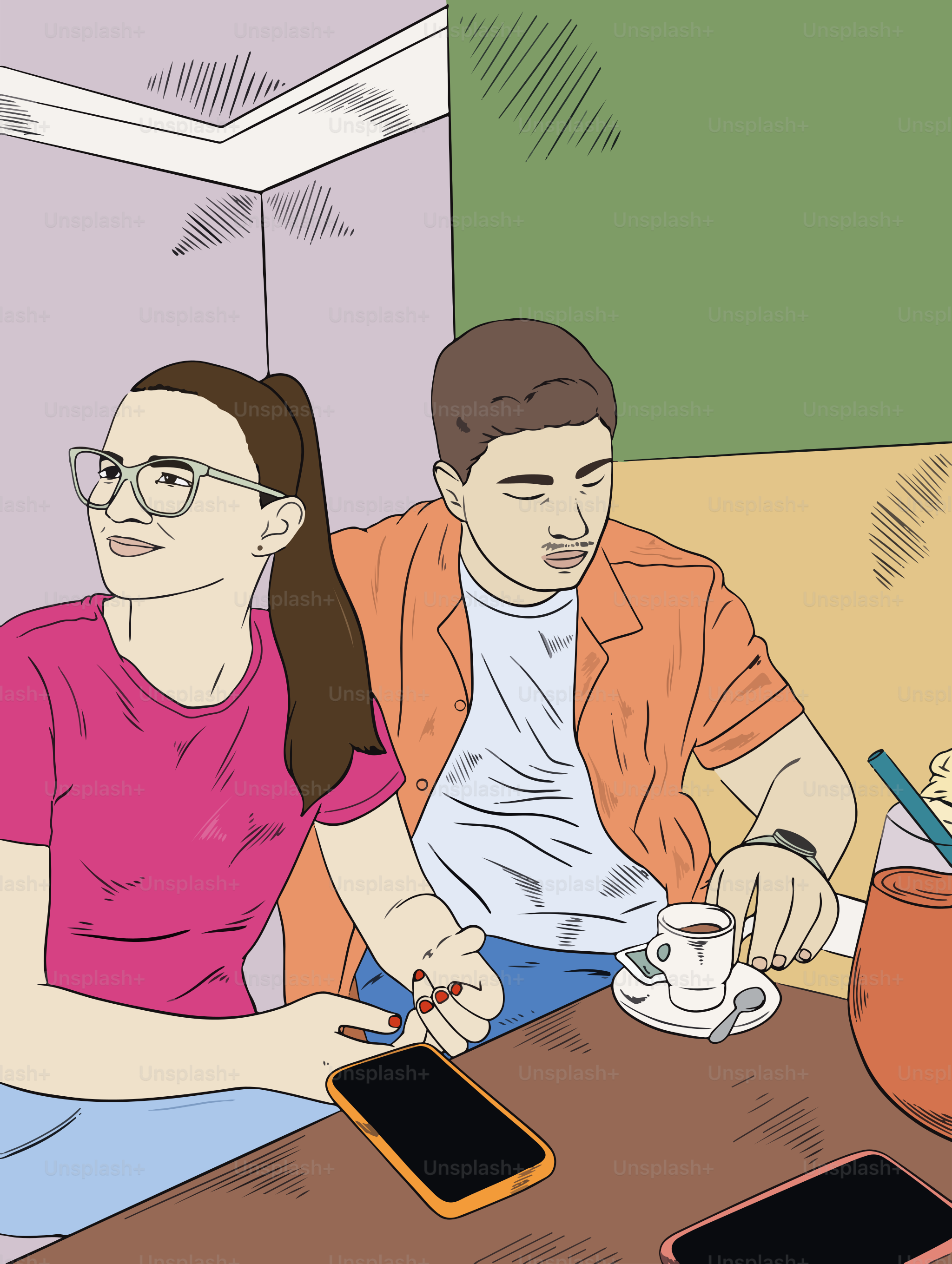 Un uomo e una donna sono seduti a un tavolo