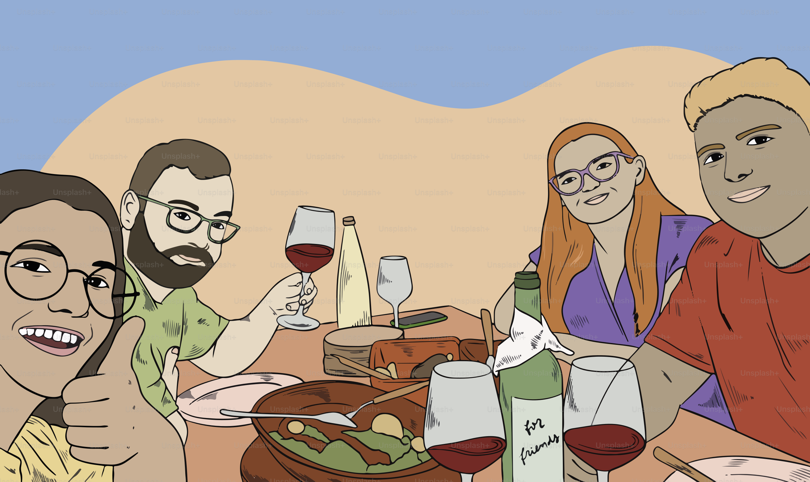 Un gruppo di persone sedute attorno a un tavolo da pranzo