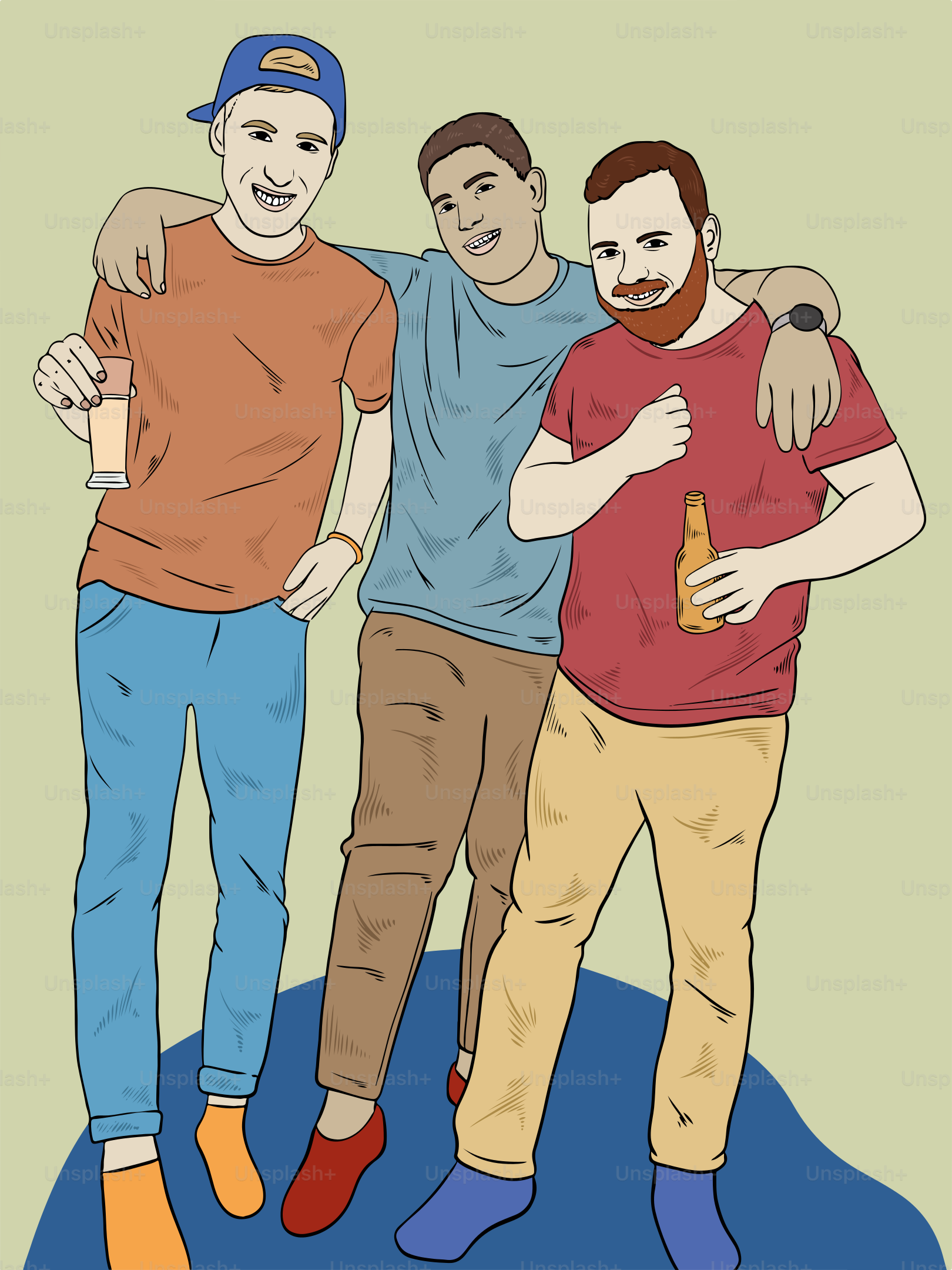 Un gruppo di tre uomini in piedi uno accanto all'altro