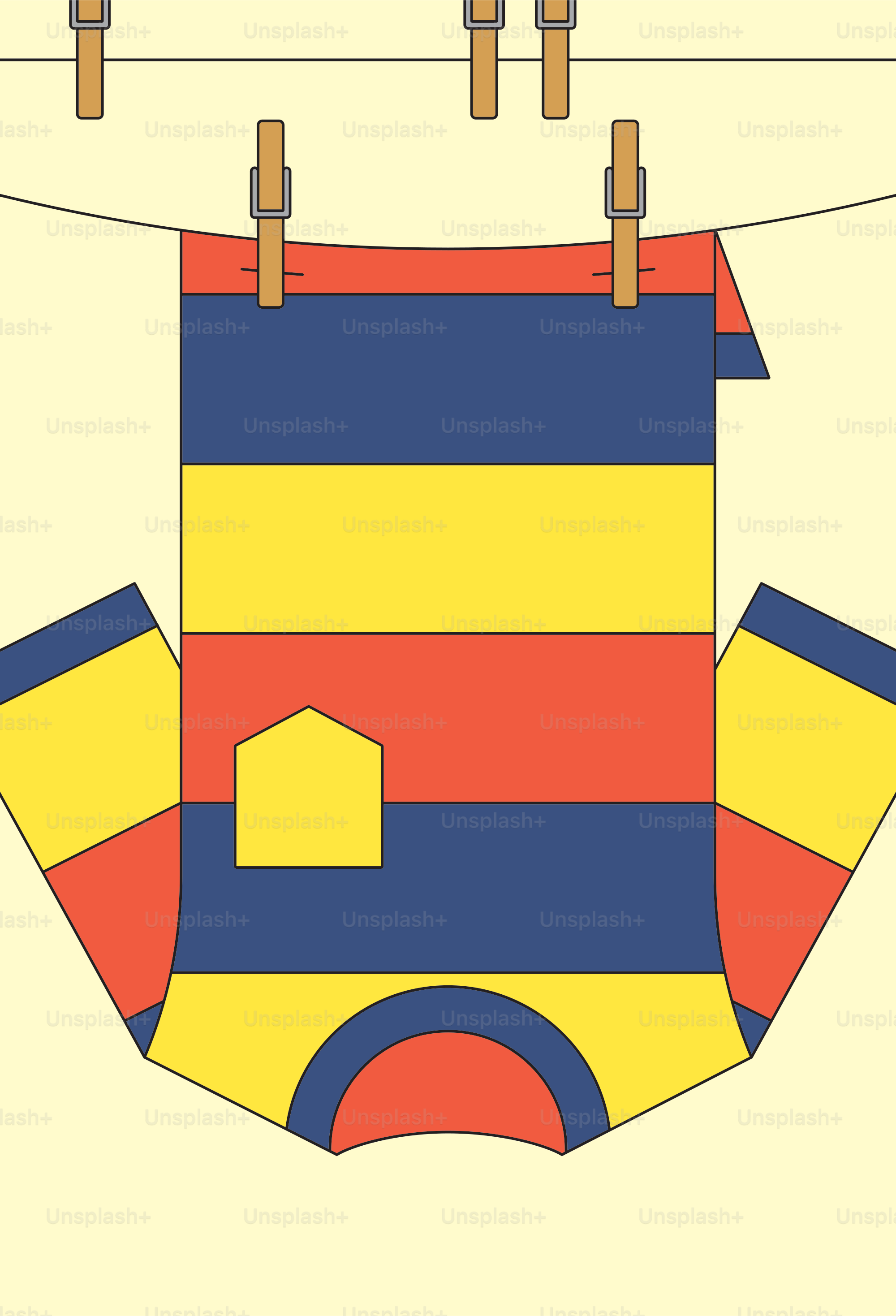 A paper cut out of a house hanging on a clothes line