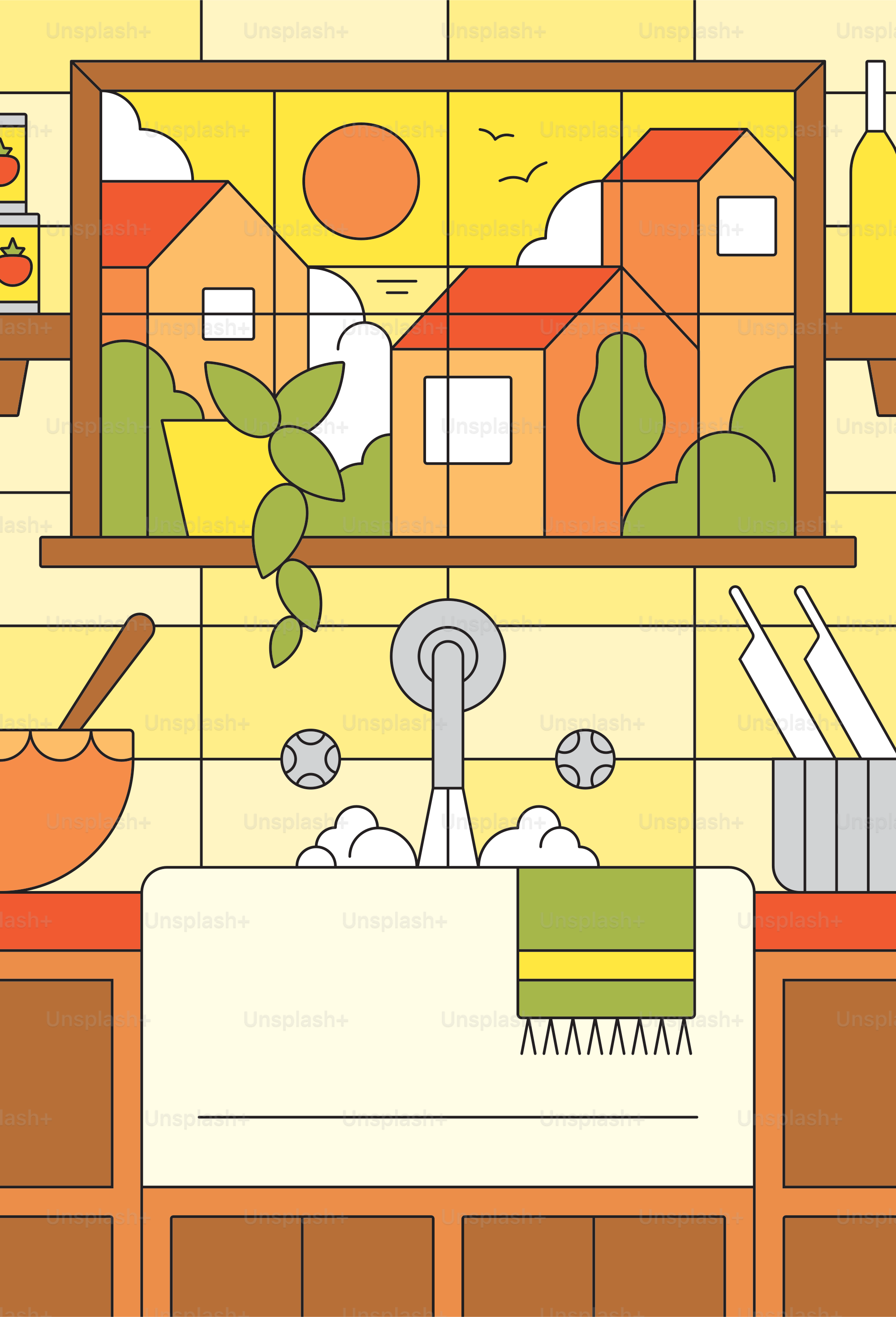 A kitchen with a sink and a window