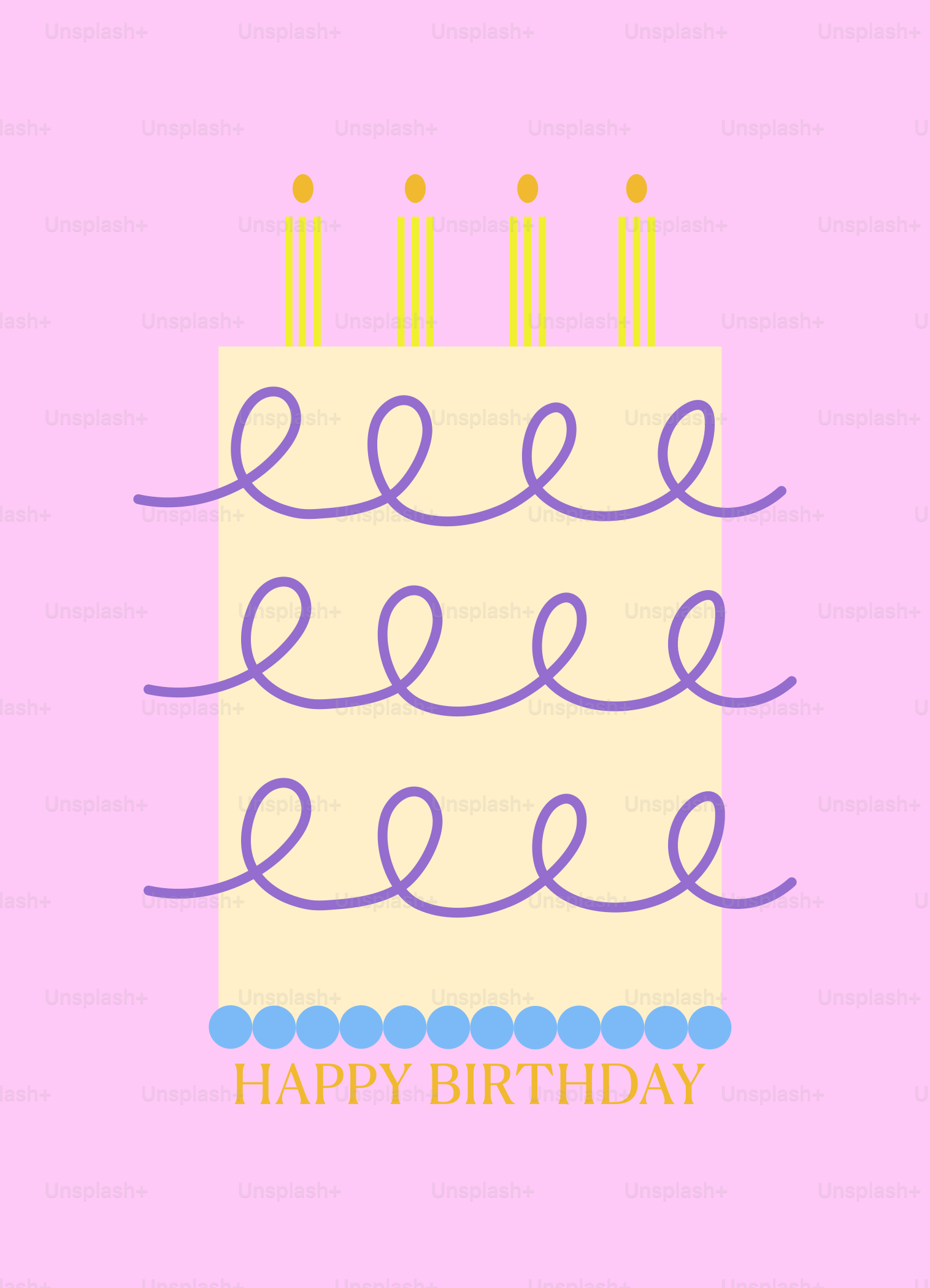 A birthday card with a cake and candles vector – Birthday card Image on ...